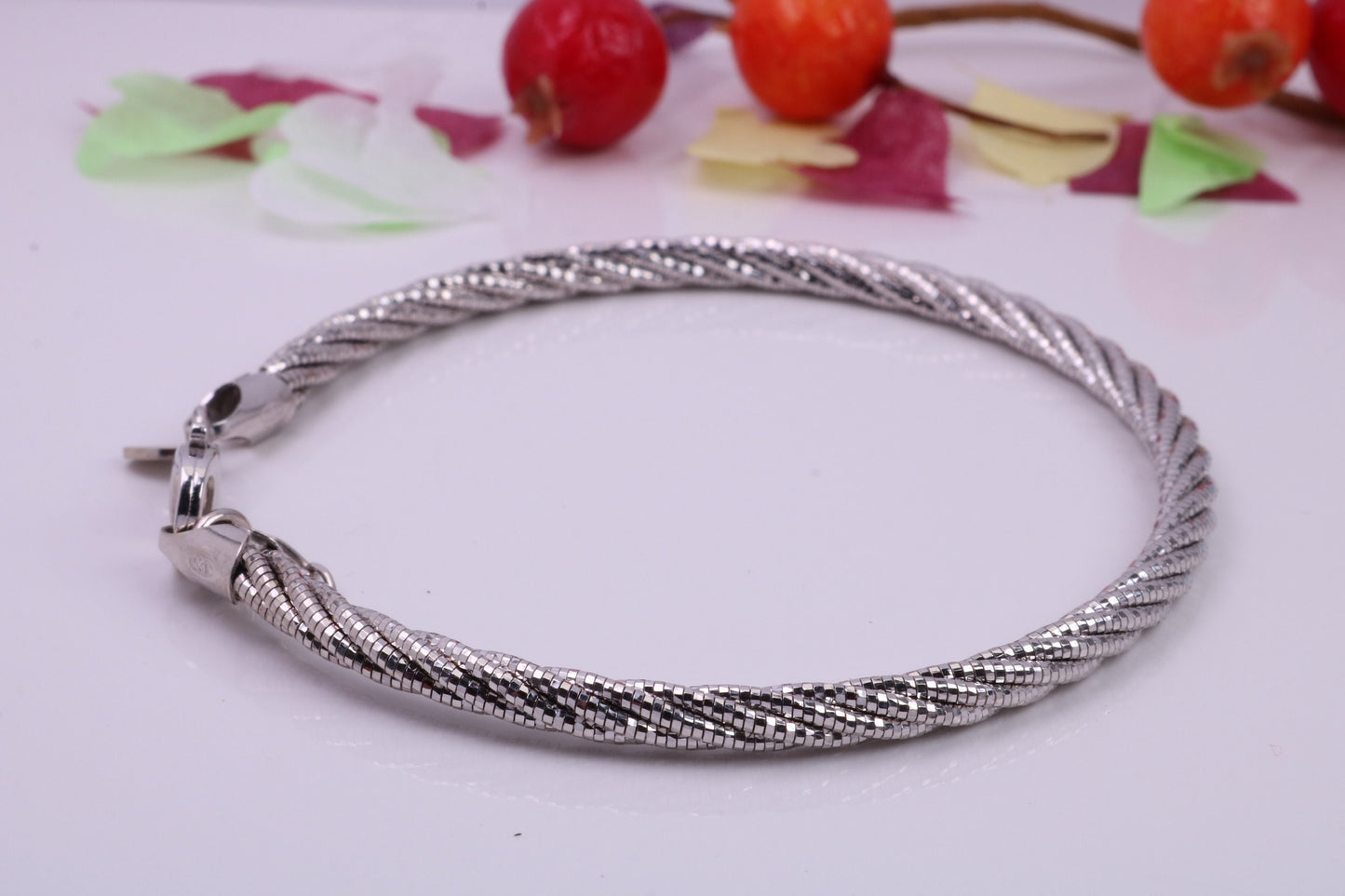 Twisted Rope Multi Stranded Bangle/Bracelet, made from solid Sterling Silver, Rhodium Plated