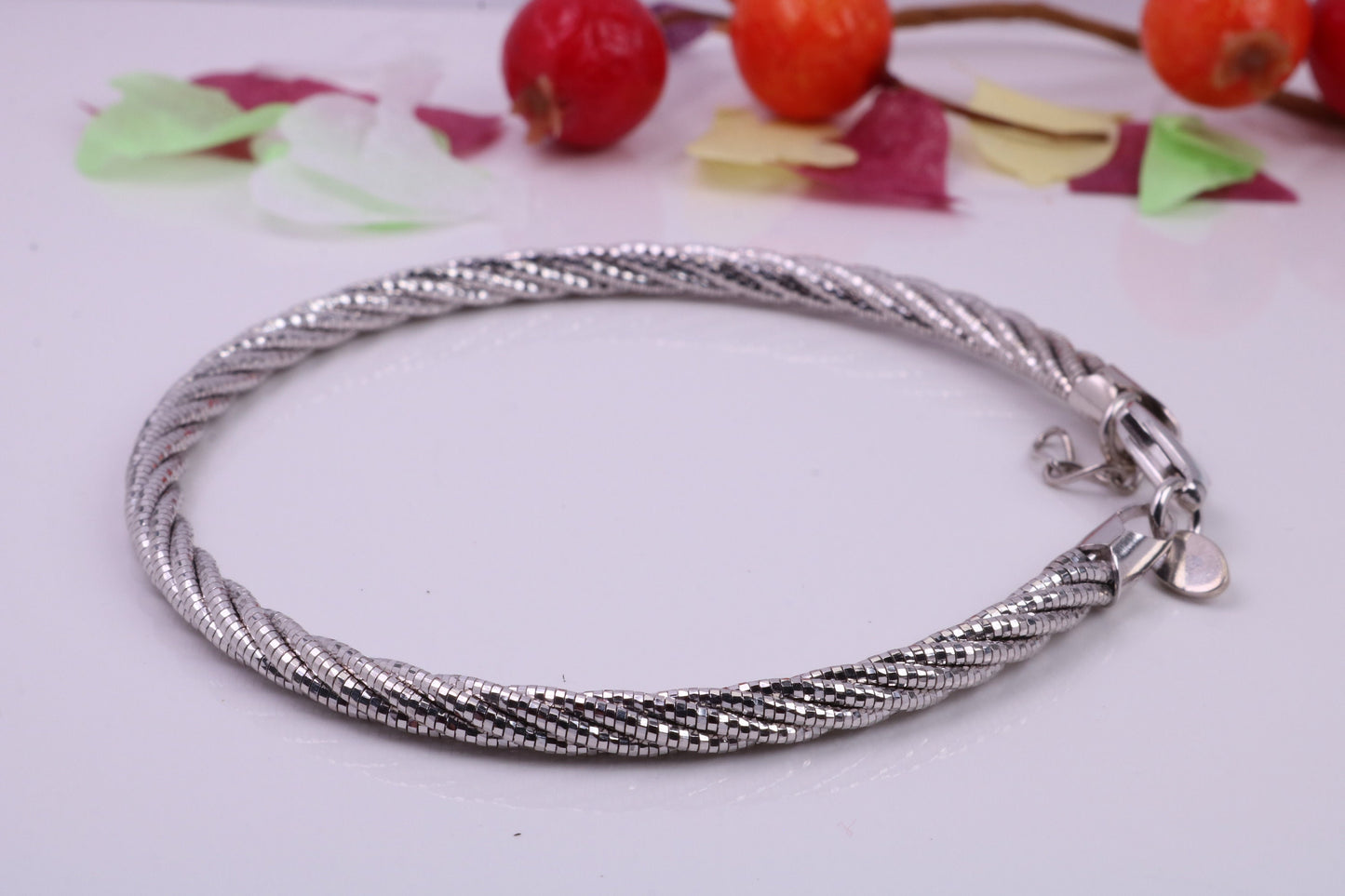 Twisted Rope Multi Stranded Bangle/Bracelet, made from solid Sterling Silver, Rhodium Plated