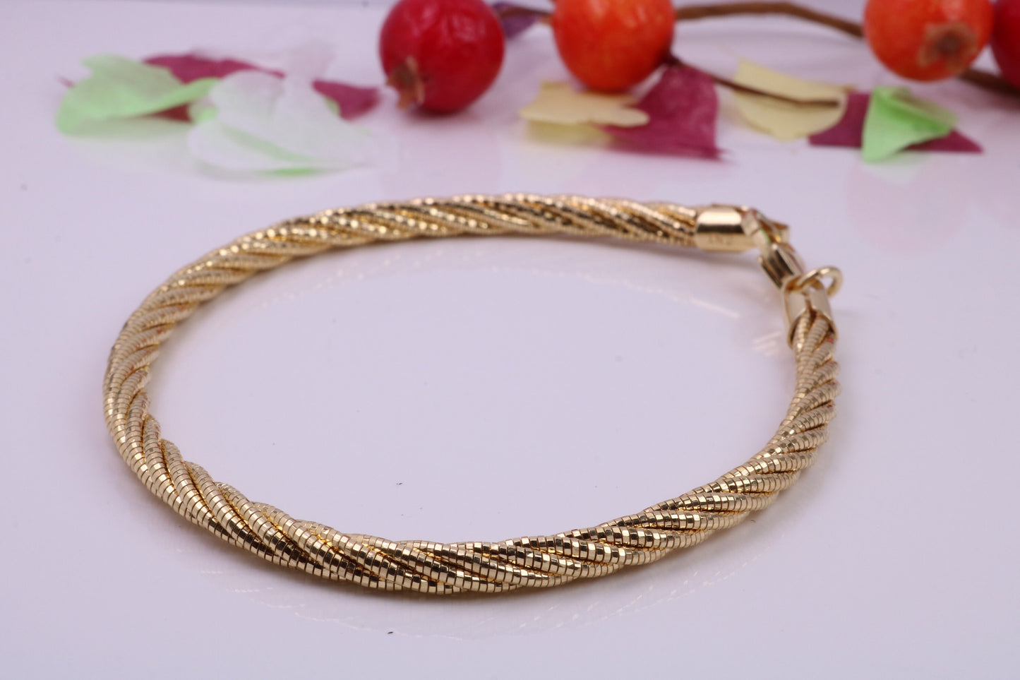 Twisted Rope Multi Stranded Bangle/Bracelet, made from solid Sterling Silver, 18ct Yellow Gold Plated