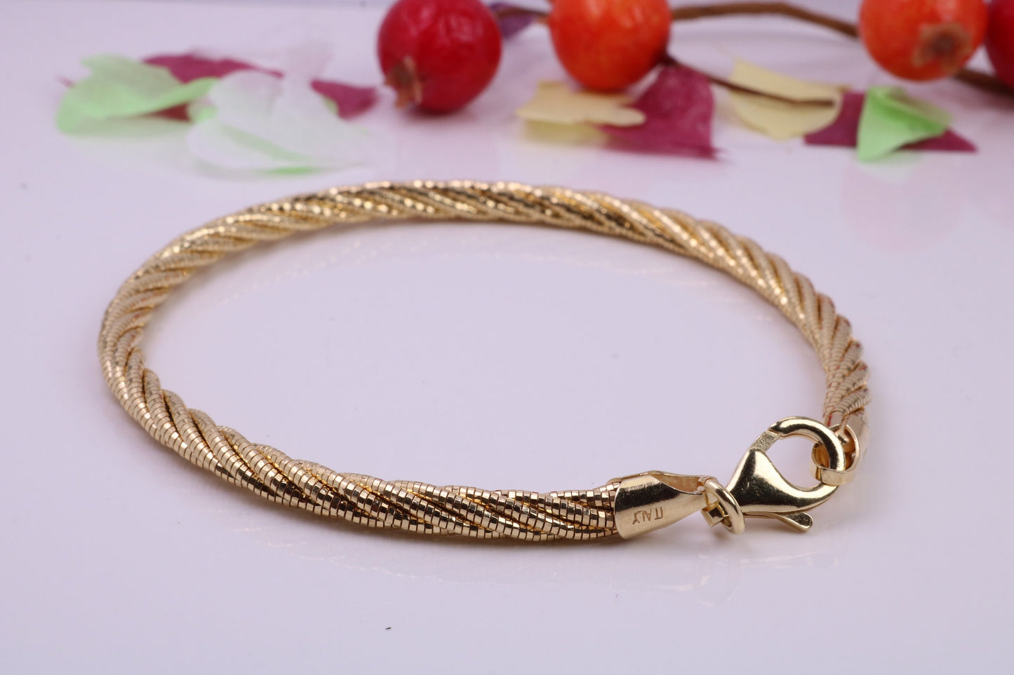 Twisted Rope Multi Stranded Bangle/Bracelet, made from solid Sterling Silver, 18ct Yellow Gold Plated