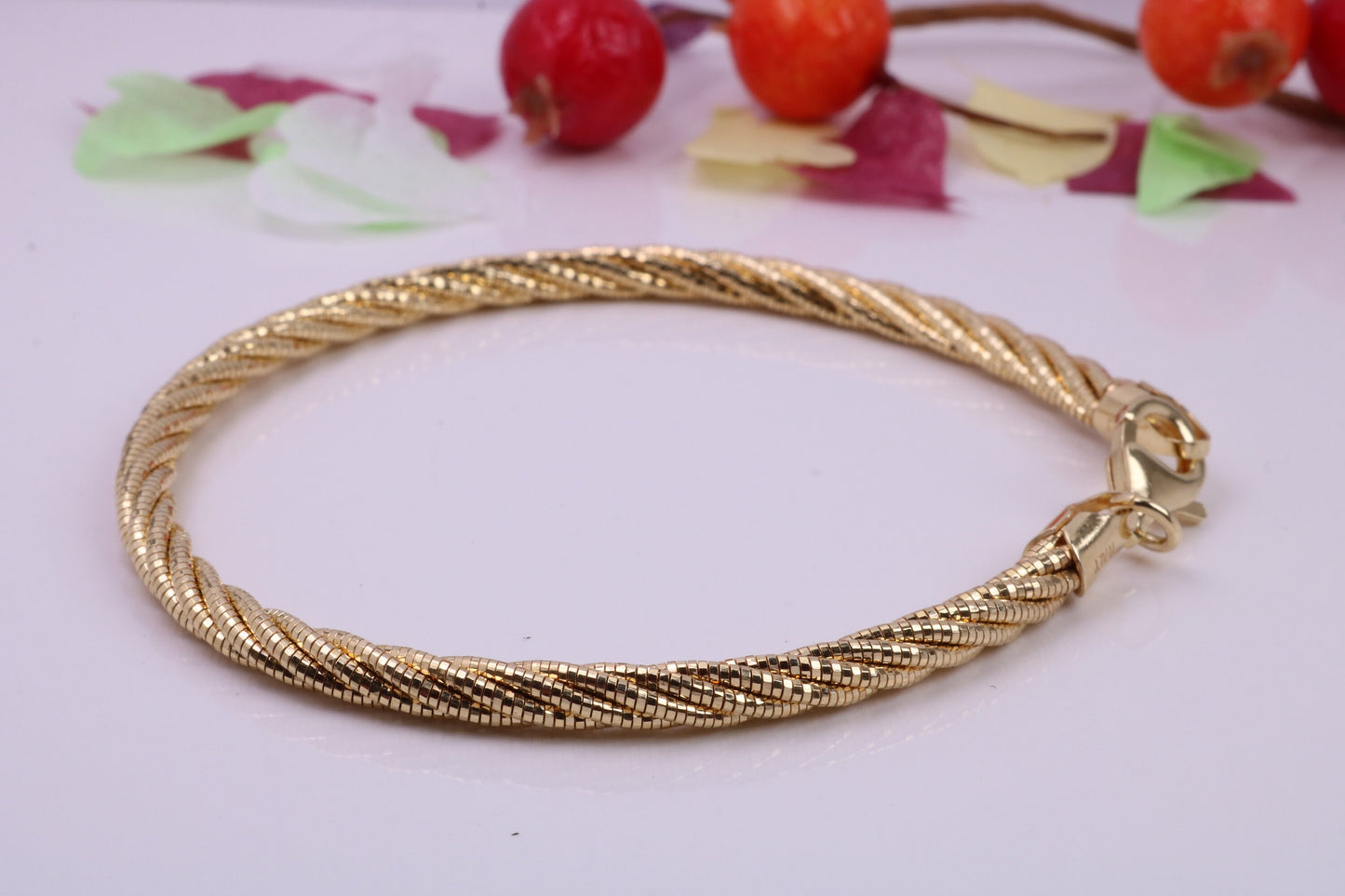 Twisted Rope Multi Stranded Bangle/Bracelet, made from solid Sterling Silver, 18ct Yellow Gold Plated