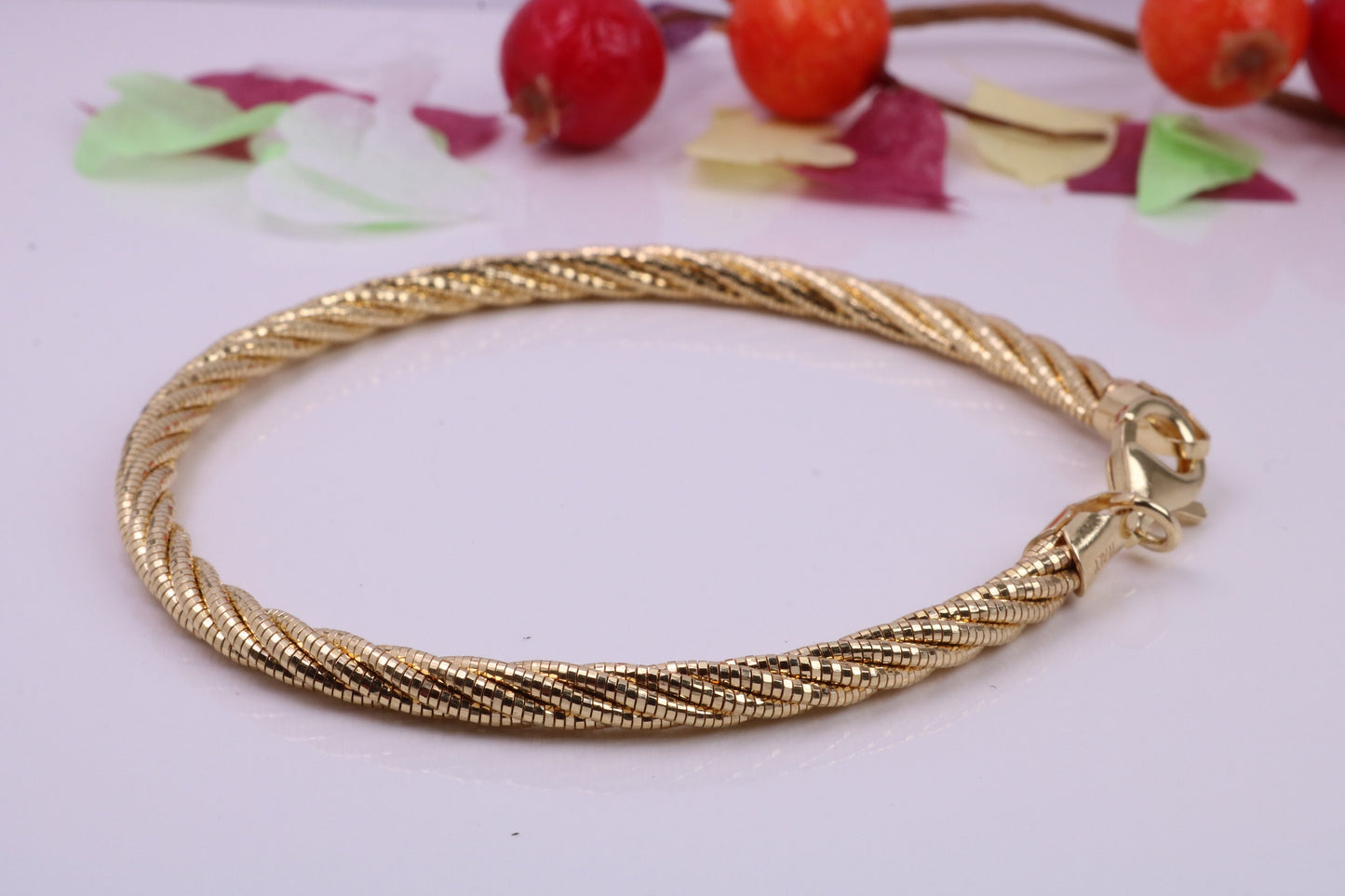 Twisted Rope Multi Stranded Bangle/Bracelet, made from solid Sterling Silver, 18ct Yellow Gold Plated