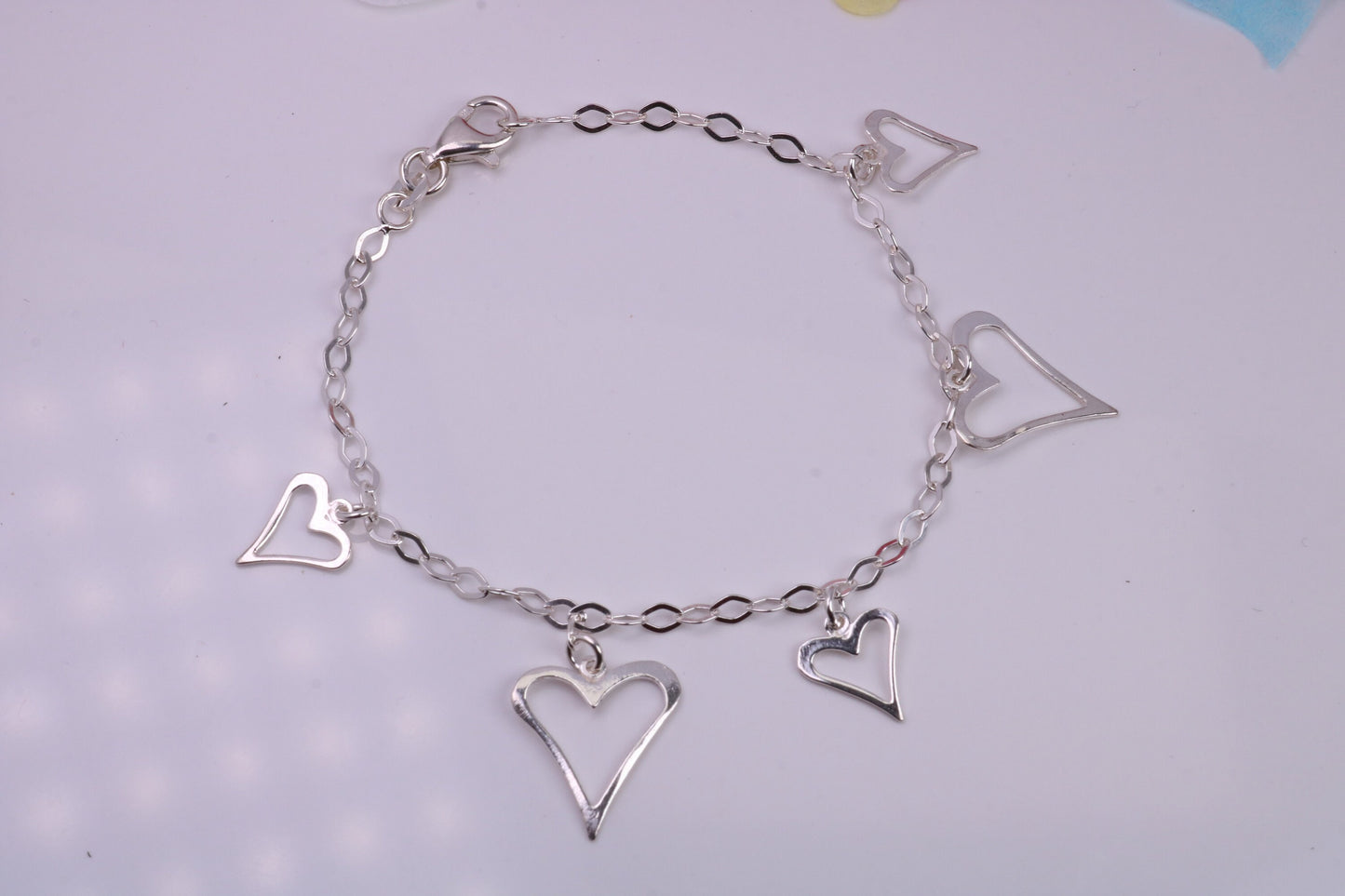 Love Hearts Bracelet, made from solid Sterling Silver, 7.50 Inches Long