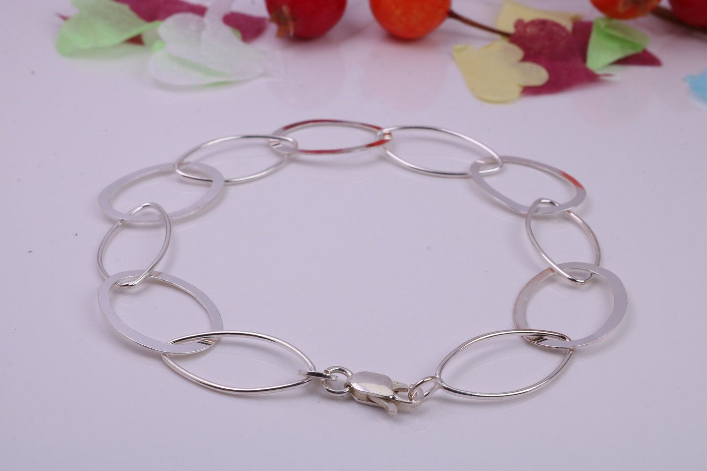 Light Weight Oval Link Bracelet, made from solid Sterling Silver, 7.50 Inches Long