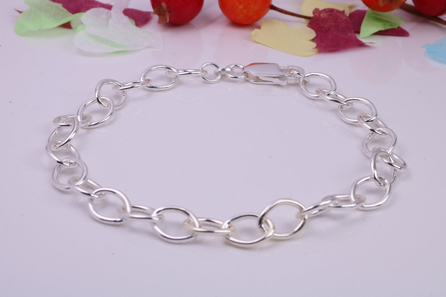 Open Link Bracelet, Ideal to Attach Charms, Good Strong Link, Made from solid Sterling Silver, 7.50 Inches Long