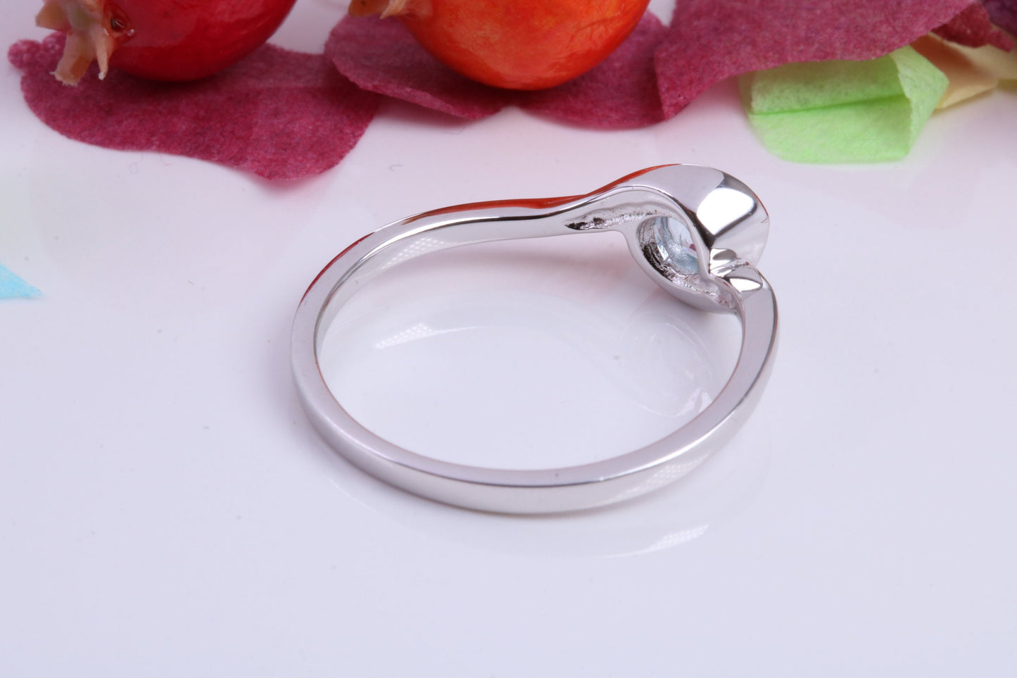 Natural Round cut Blue Topaz set Sterling Silver Ring, Very Smooth Setting, November Birthstone