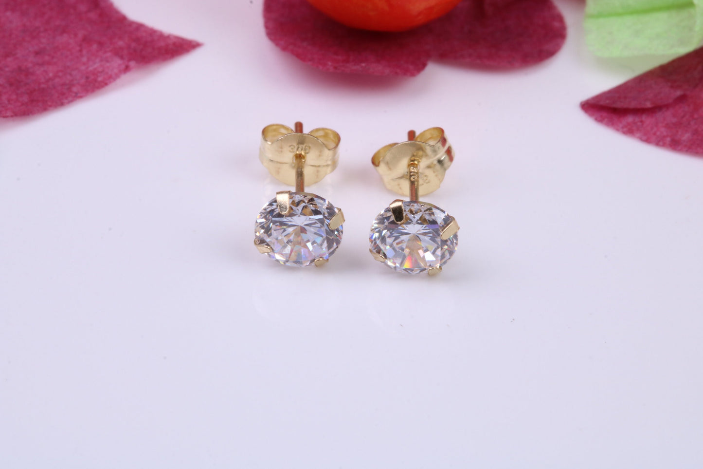 5 mm Round Cubic Zirconia set Stud Earrings, Made from Solid 9ct Yellow Gold