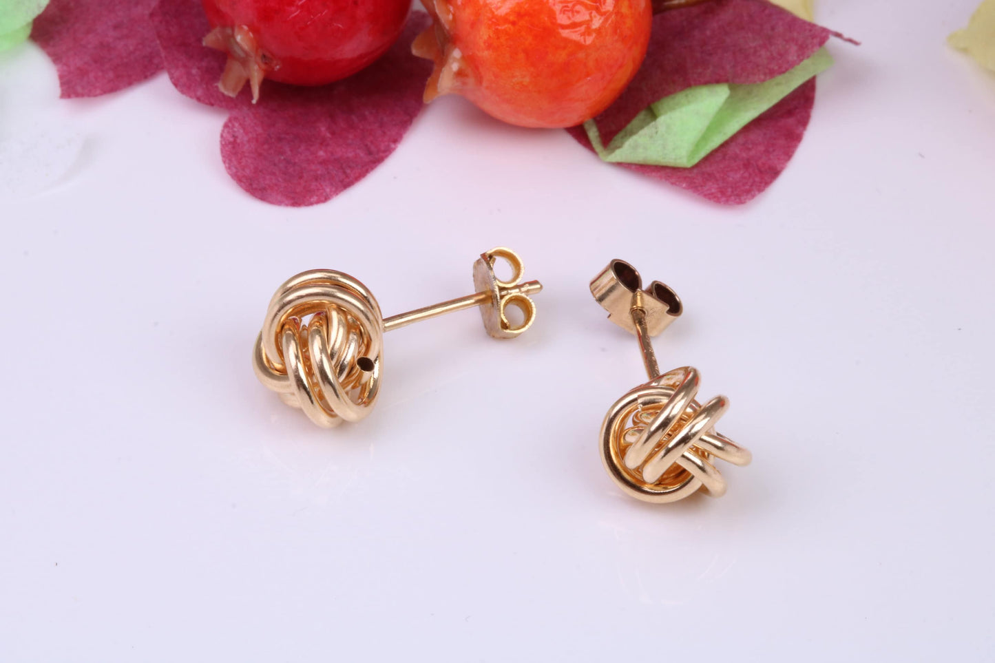 10 mm Round Knotted Stud Earrings Made from Solid 9ct Yellow Gold, British Hallmarked