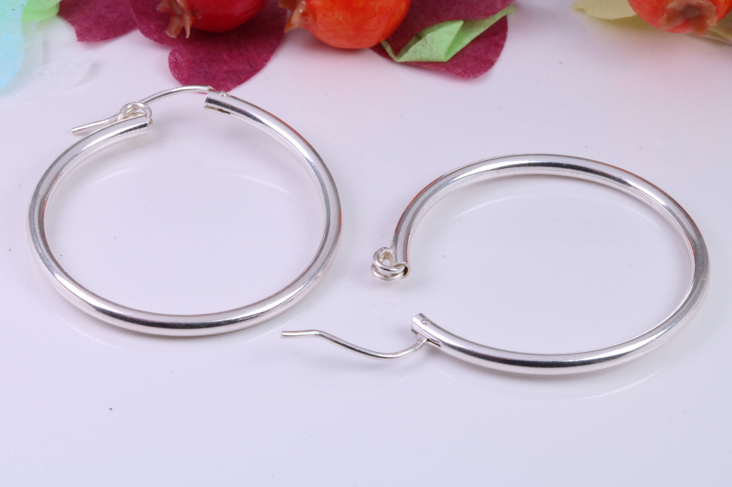 34 mm Round Creole Hoop Earrings Made from 925 Grade Sterling Silver