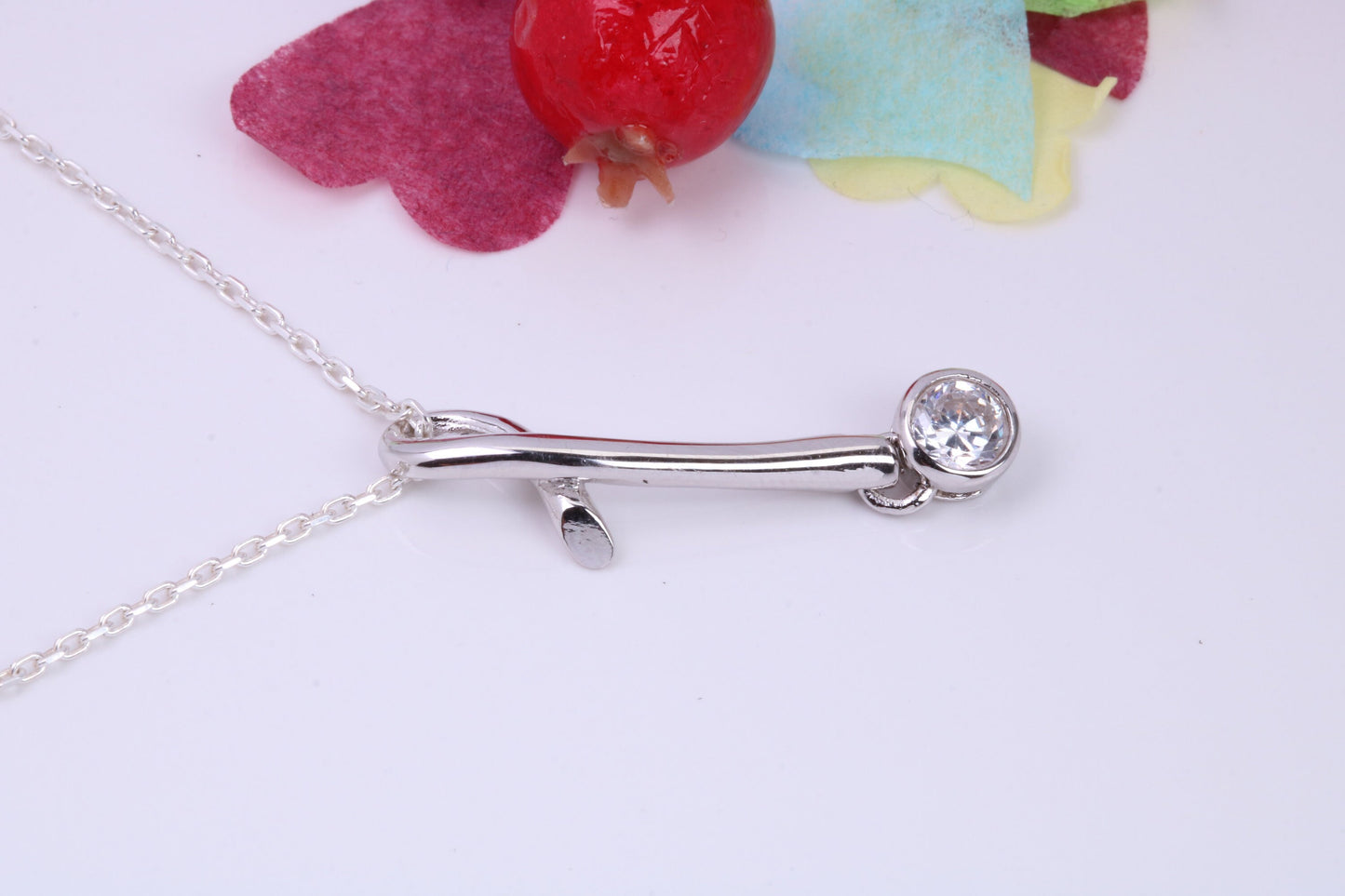 Large Round cut Cubic Zirconia set Necklace, Made from Solid Sterling Silver, Very Dressy