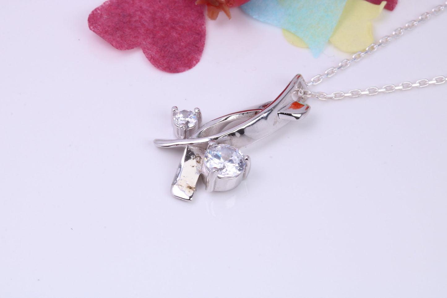 Large Round cut Cubic Zirconia set Necklace, Made from Solid Sterling Silver, Very Dressy