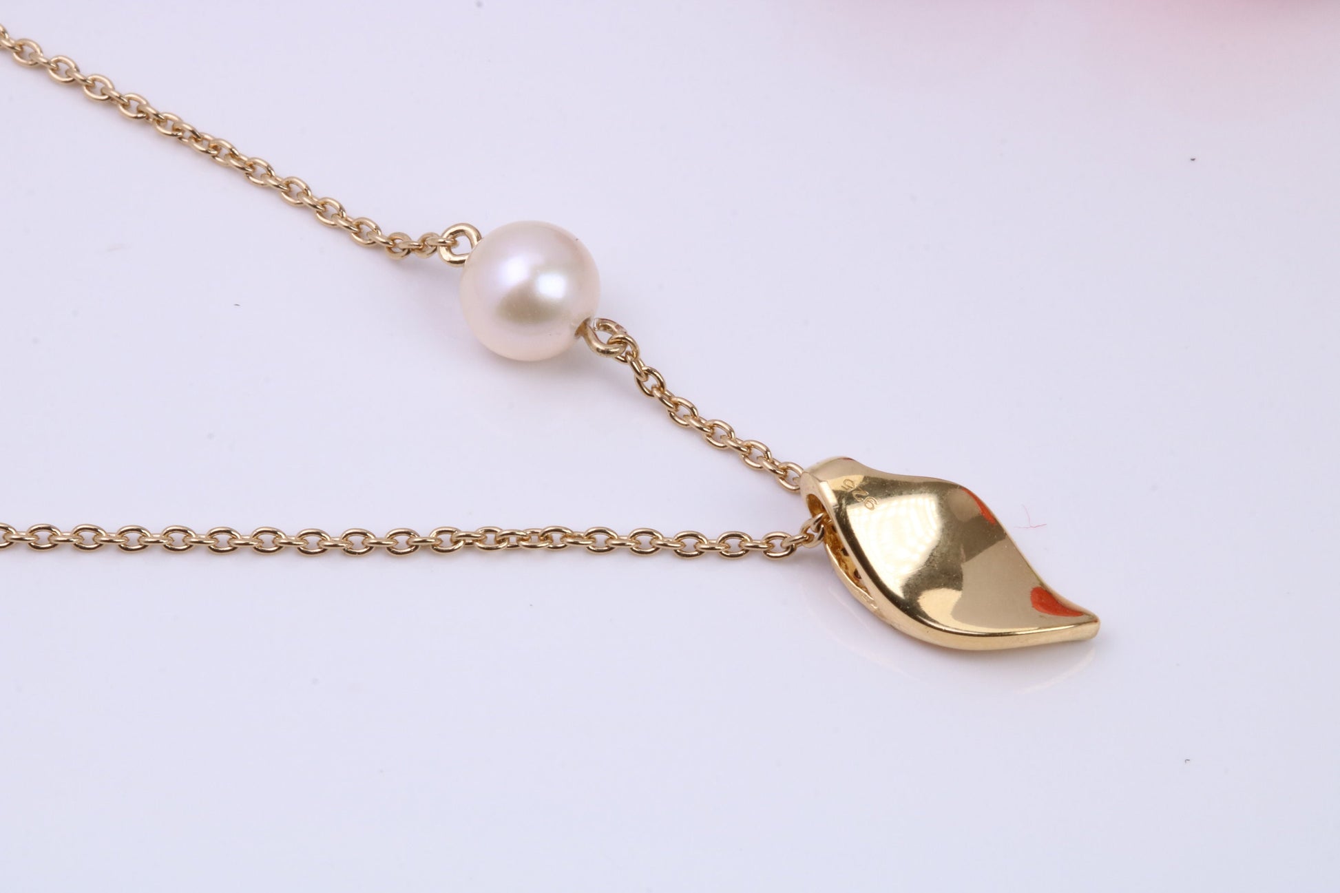 Pearl and Cubic Zirconia set Necklace with Length Adjustable Chain, Made from solid Sterling Silver, 18ct Yellow Gold Plated