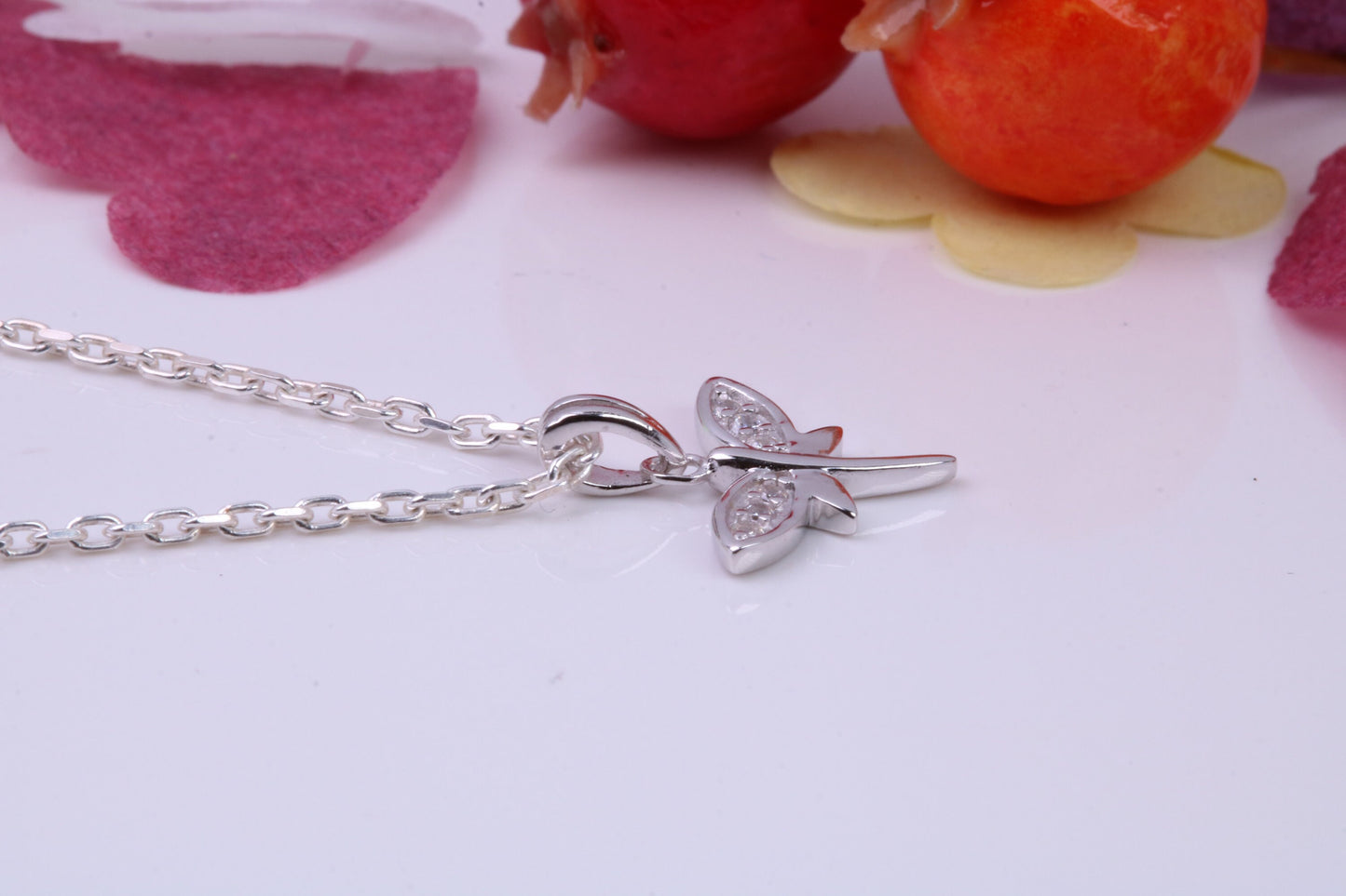Dragon Fly Cubic Zirconia set Necklace, made from solid Sterling Silver
