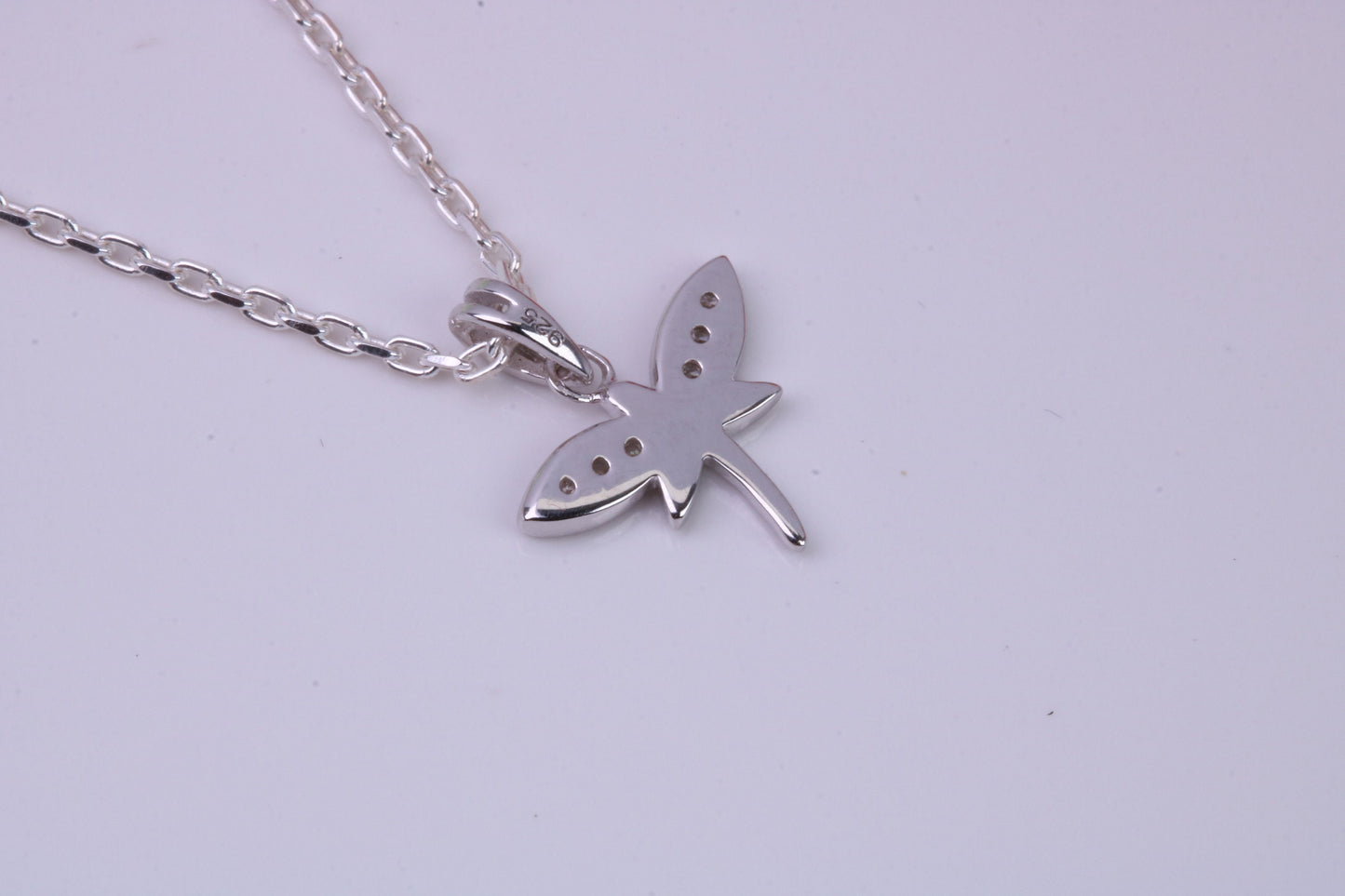Dragon Fly Cubic Zirconia set Necklace, made from solid Sterling Silver