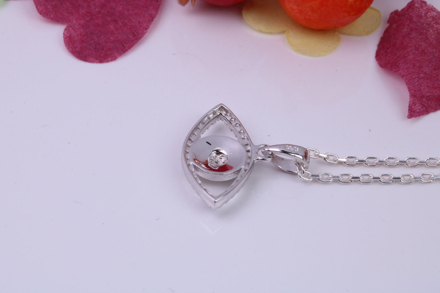 Evil Eye Protector Cubic Zirconia set Necklace, made from solid Sterling Silver