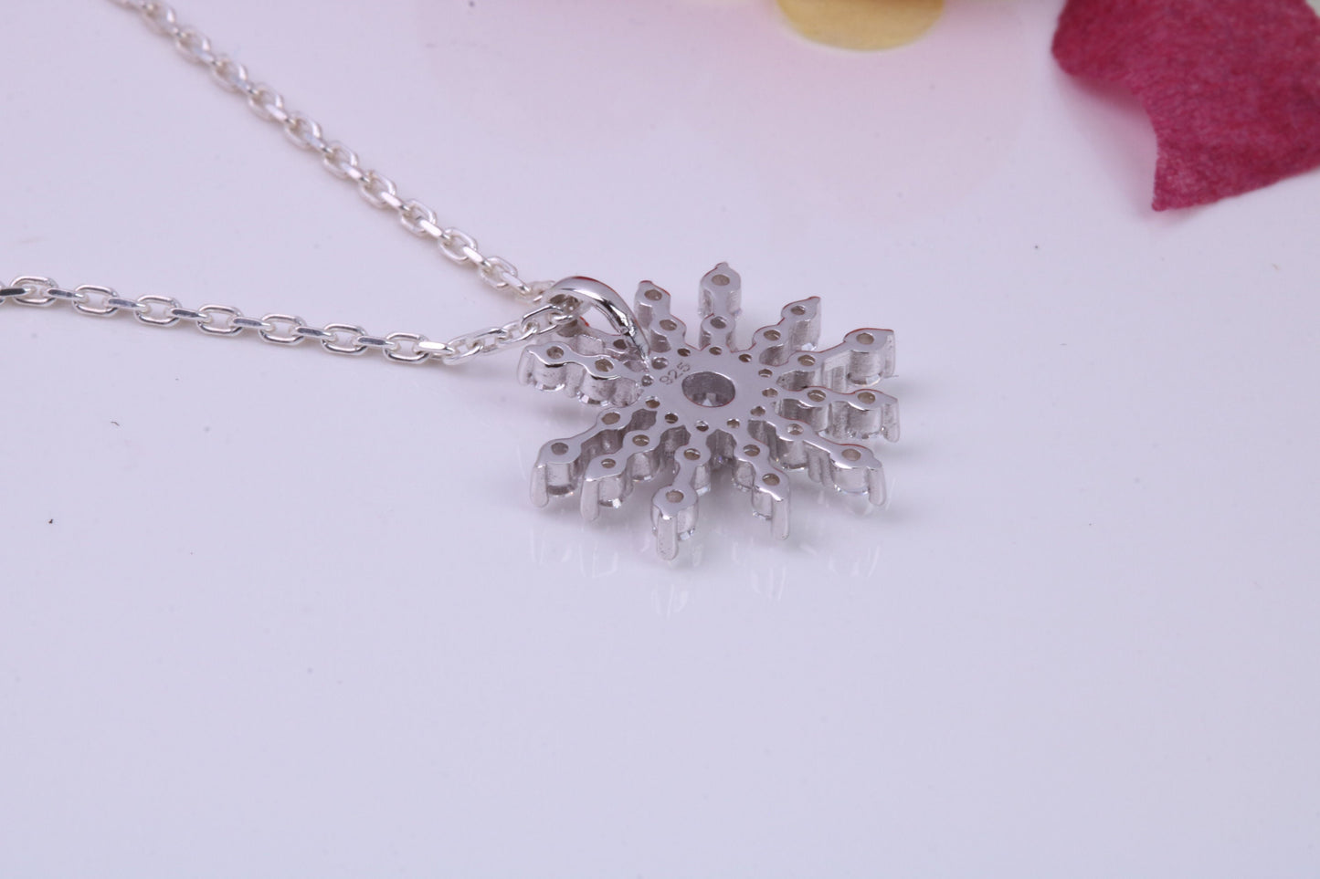 Snow Flake Necklace set with Cubic Zirconia's, made from solid Sterling Silver