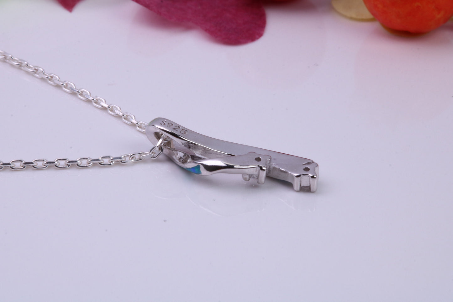 Blue Opal and Cubic Zirconia set Necklace, made from solid Sterling Silver