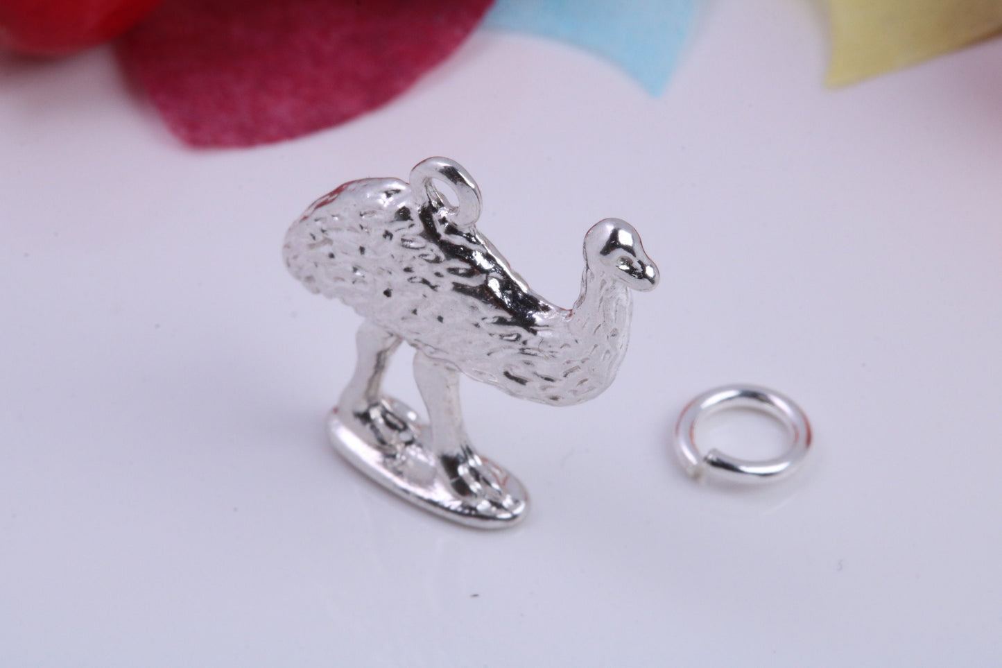 Emu Charm, Traditional Charm, Made from Solid 925 Grade Sterling Silver, Complete with Attachment Link