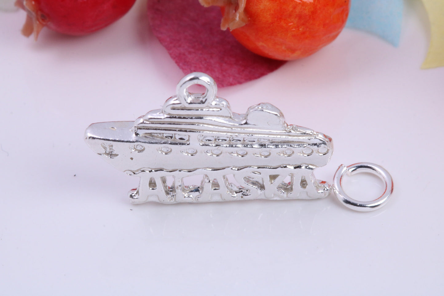 Alaska Cruise Charm, Traditional Charm, Made from Solid 925 Grade Sterling Silver, Complete with Attachment Link