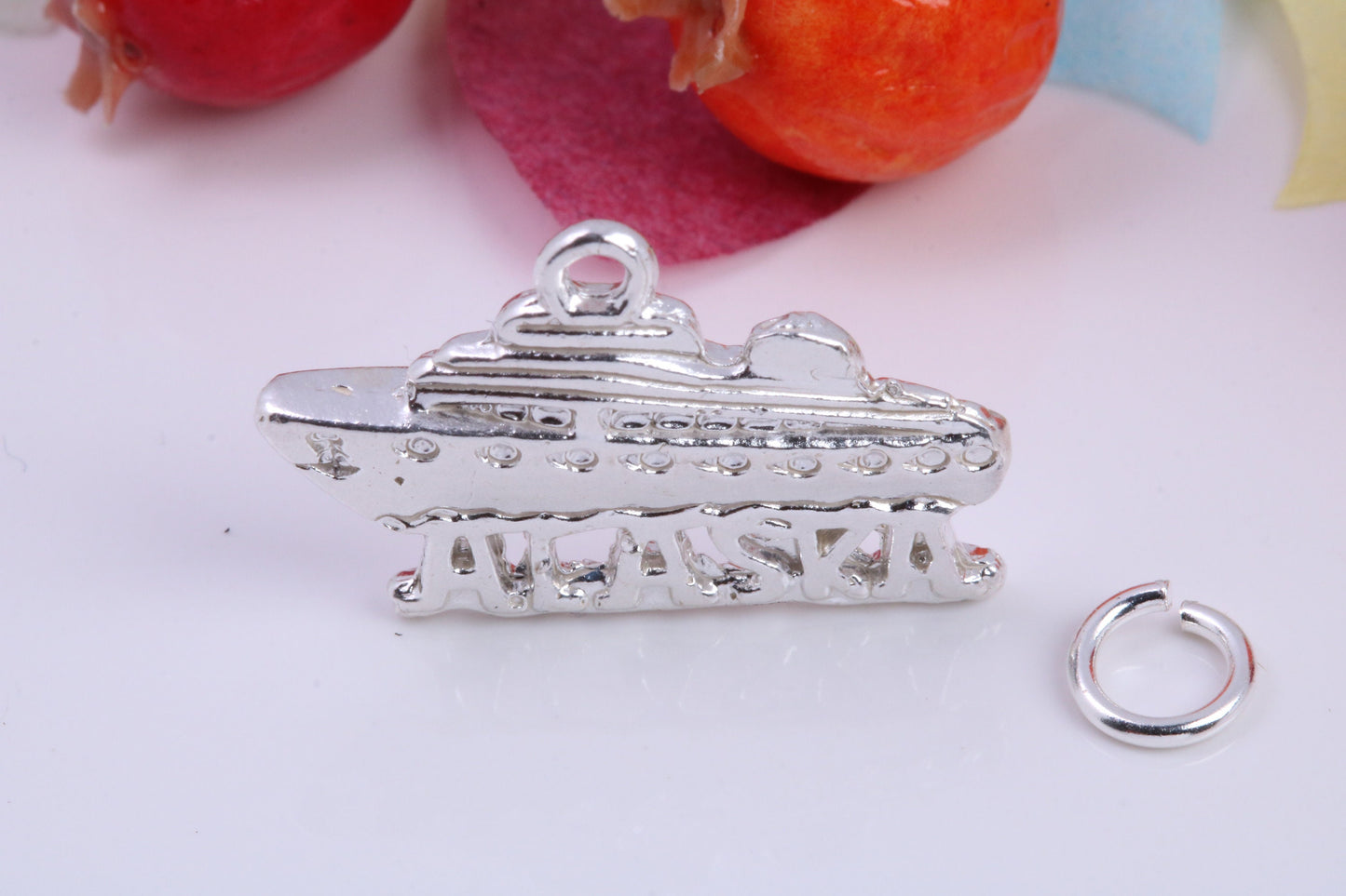 Alaska Cruise Charm, Traditional Charm, Made from Solid 925 Grade Sterling Silver, Complete with Attachment Link