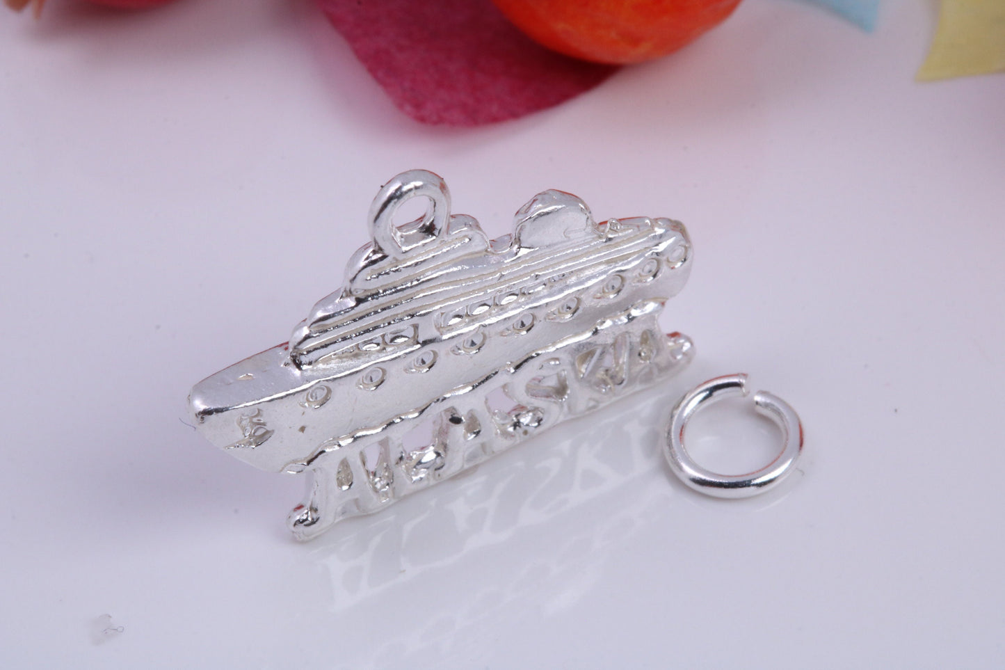 Alaska Cruise Charm, Traditional Charm, Made from Solid 925 Grade Sterling Silver, Complete with Attachment Link