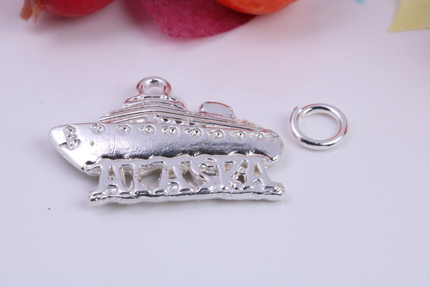 Alaska Cruise Charm, Traditional Charm, Made from Solid 925 Grade Sterling Silver, Complete with Attachment Link