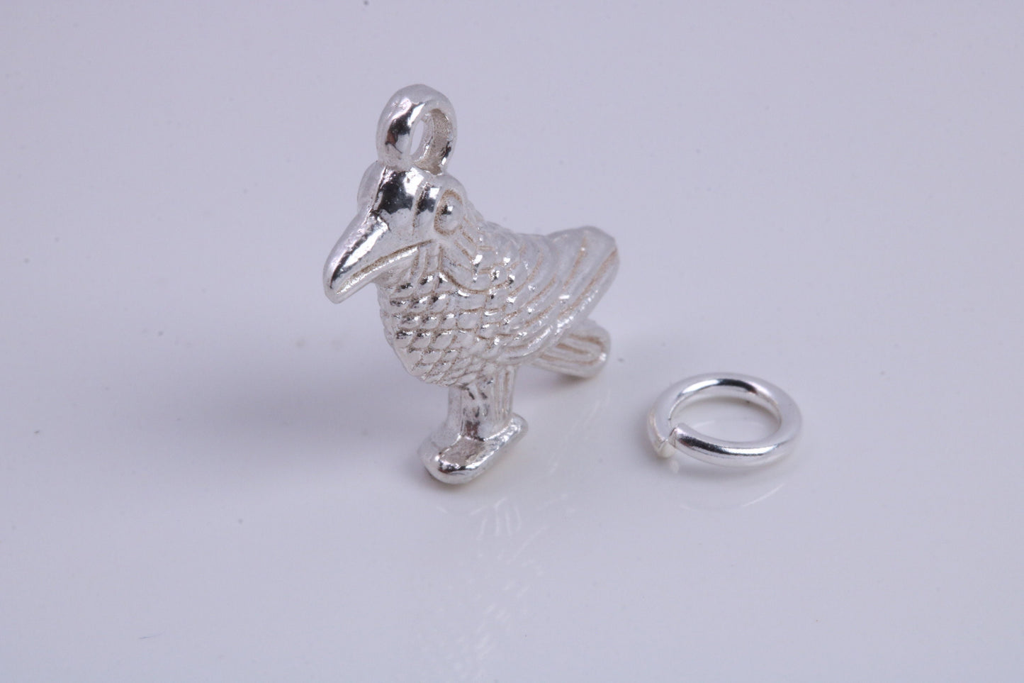 Raven Charm, Traditional Charm, Made from Solid 925 Grade Sterling Silver, Complete with Attachment Link