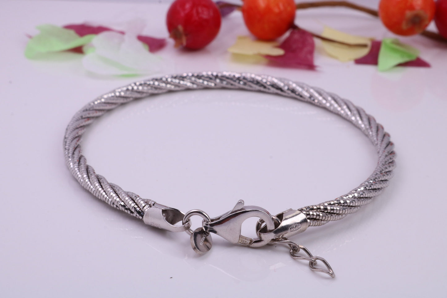 Twisted Rope Multi Stranded Bangle/Bracelet, made from solid Sterling Silver, Rhodium Plated