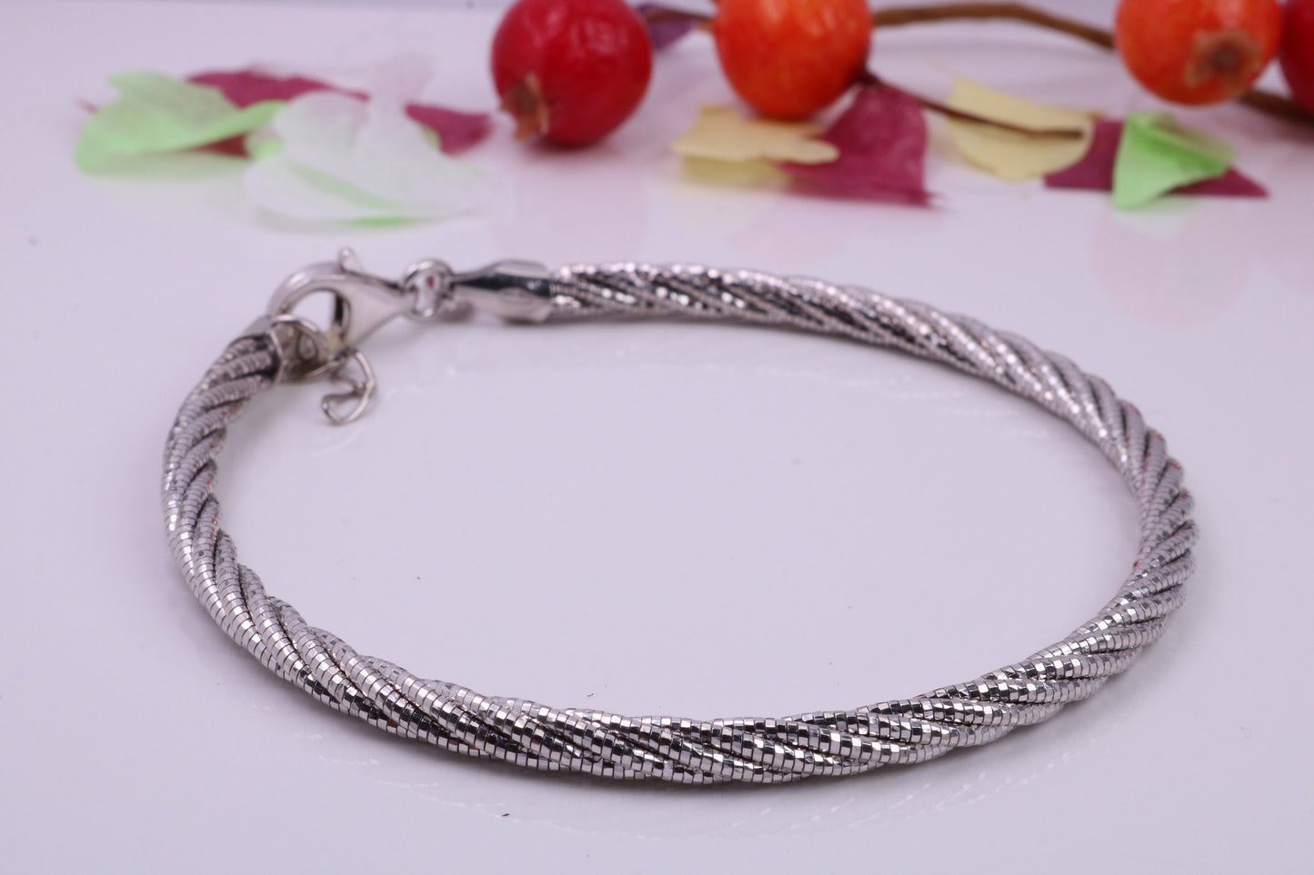 Twisted Rope Multi Stranded Bangle/Bracelet, made from solid Sterling Silver, Rhodium Plated