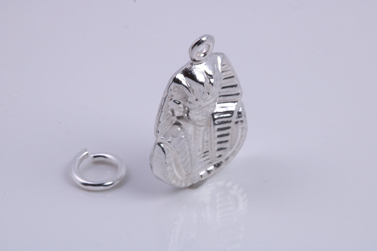 King Tutankhamun Charm, Traditional Charm, Made from Solid 925 Grade Sterling Silver, Complete with Attachment Link