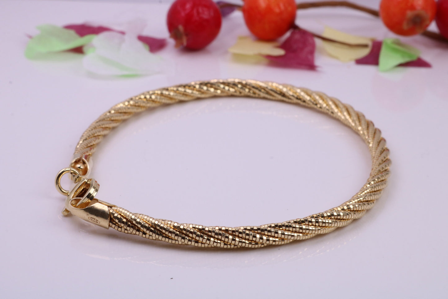 Twisted Rope Multi Stranded Bangle/Bracelet, made from solid Sterling Silver, 18ct Yellow Gold Plated