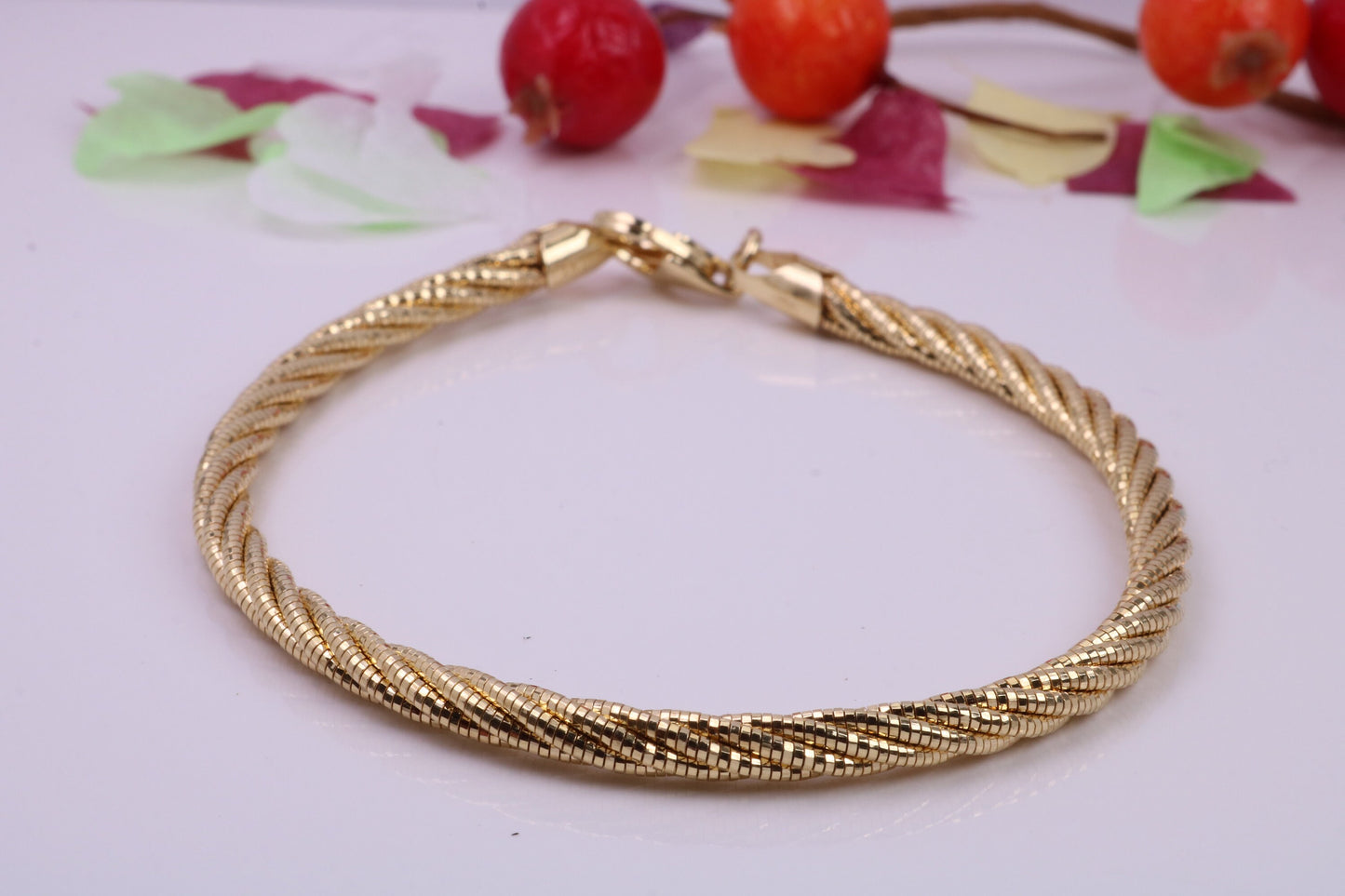 Twisted Rope Multi Stranded Bangle/Bracelet, made from solid Sterling Silver, 18ct Yellow Gold Plated