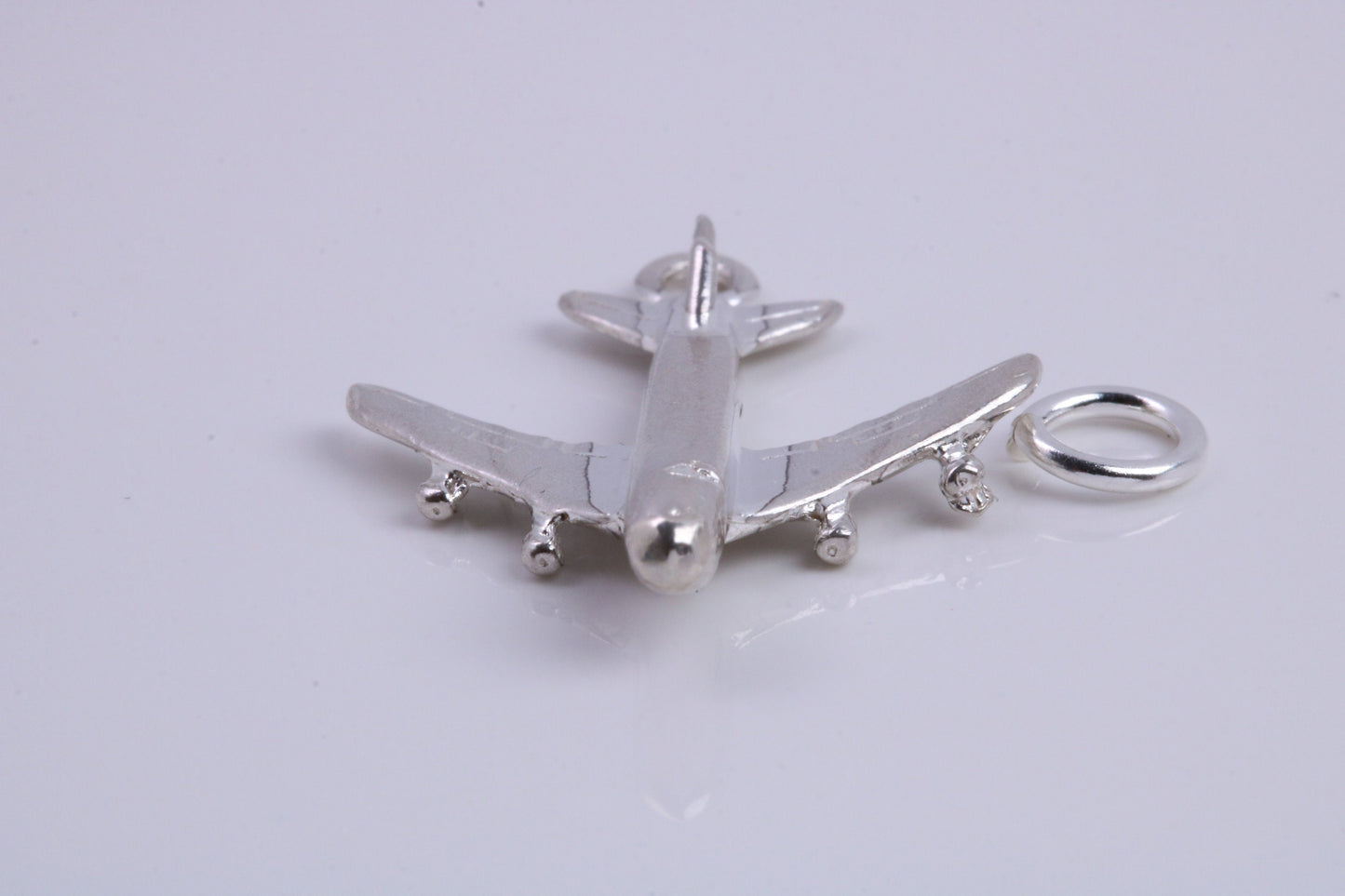 Jumbo Jet 747 Charm, Traditional Charm, Made from Solid 925 Grade Sterling Silver, Complete with Attachment Link