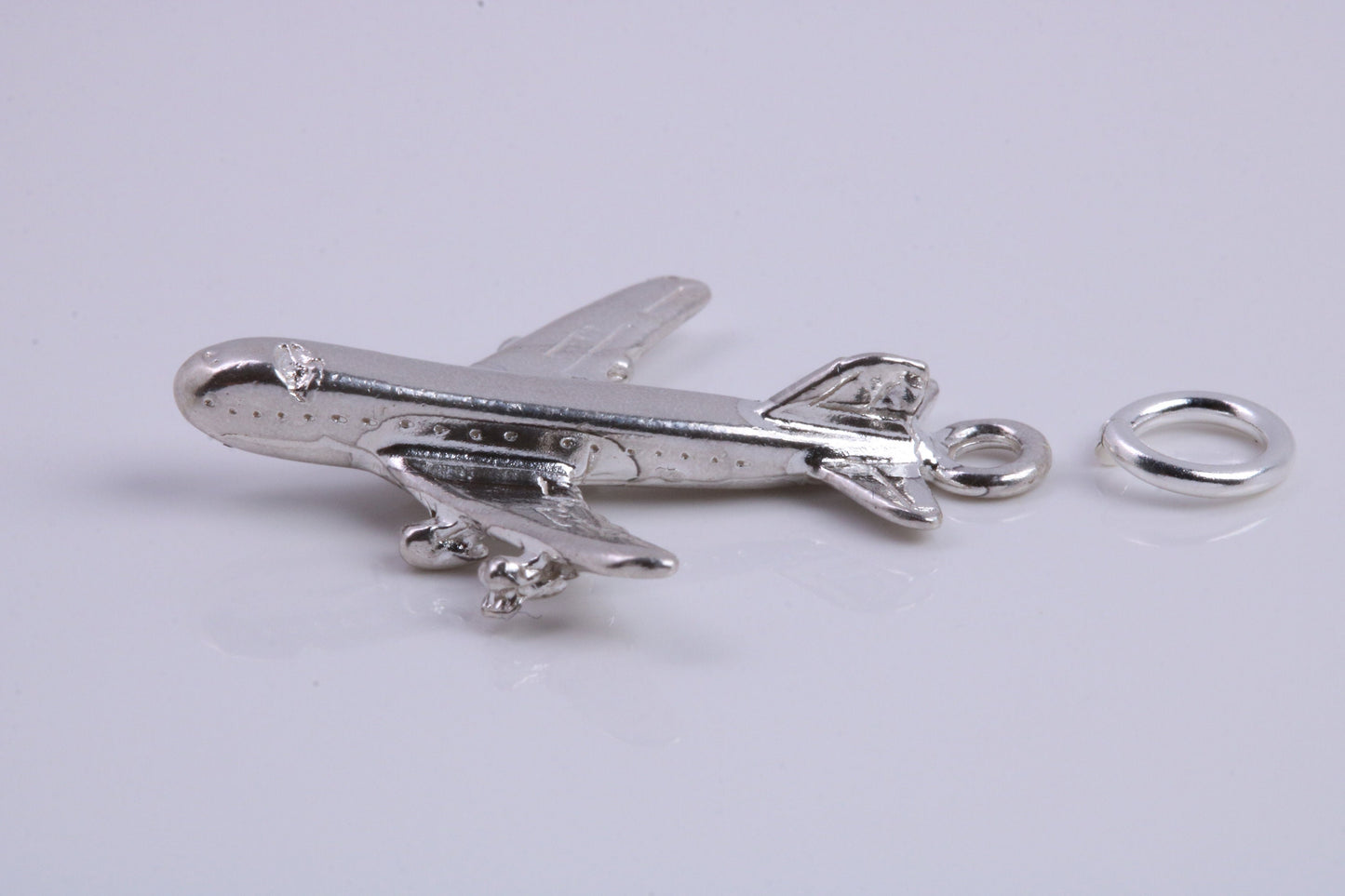 Jumbo Jet 747 Charm, Traditional Charm, Made from Solid 925 Grade Sterling Silver, Complete with Attachment Link