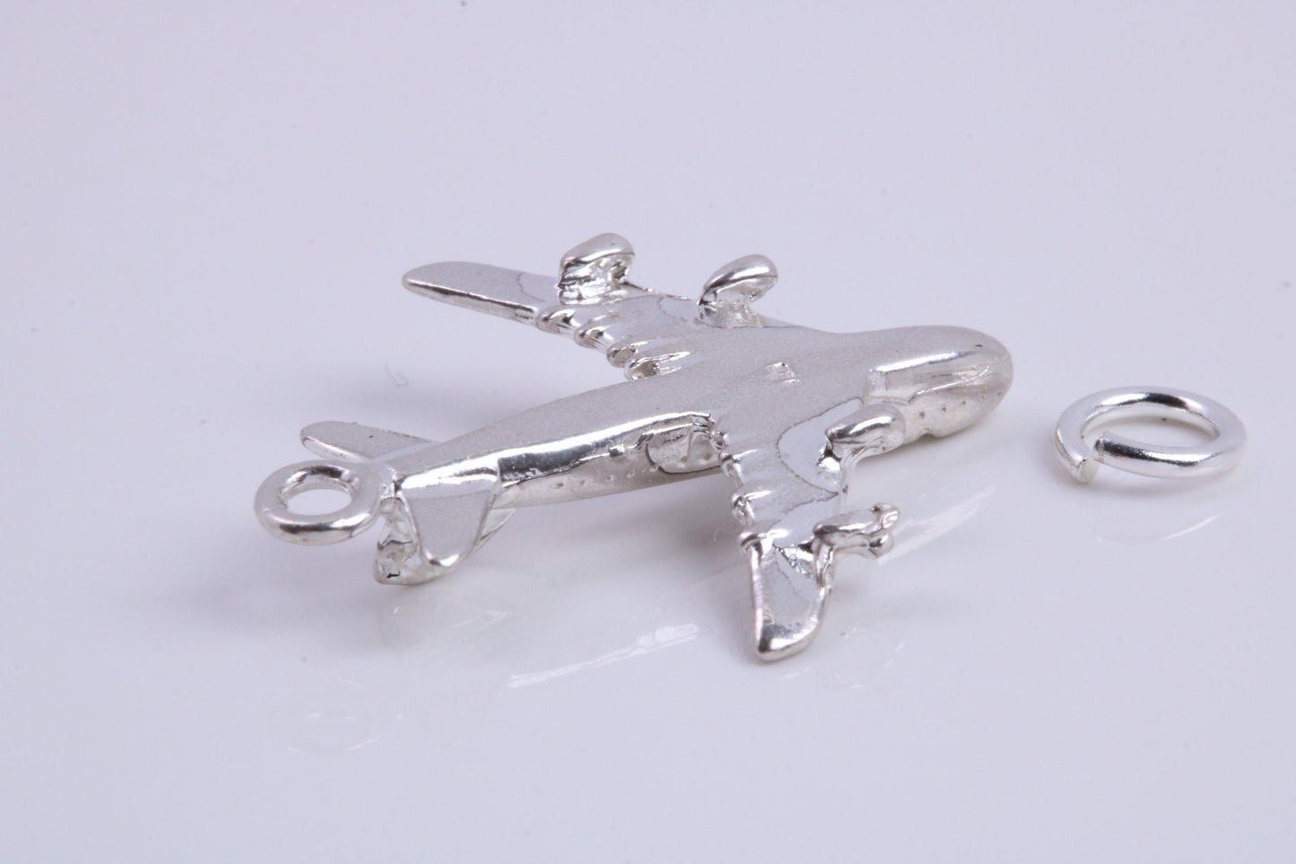 Jumbo Jet 747 Charm, Traditional Charm, Made from Solid 925 Grade Sterling Silver, Complete with Attachment Link