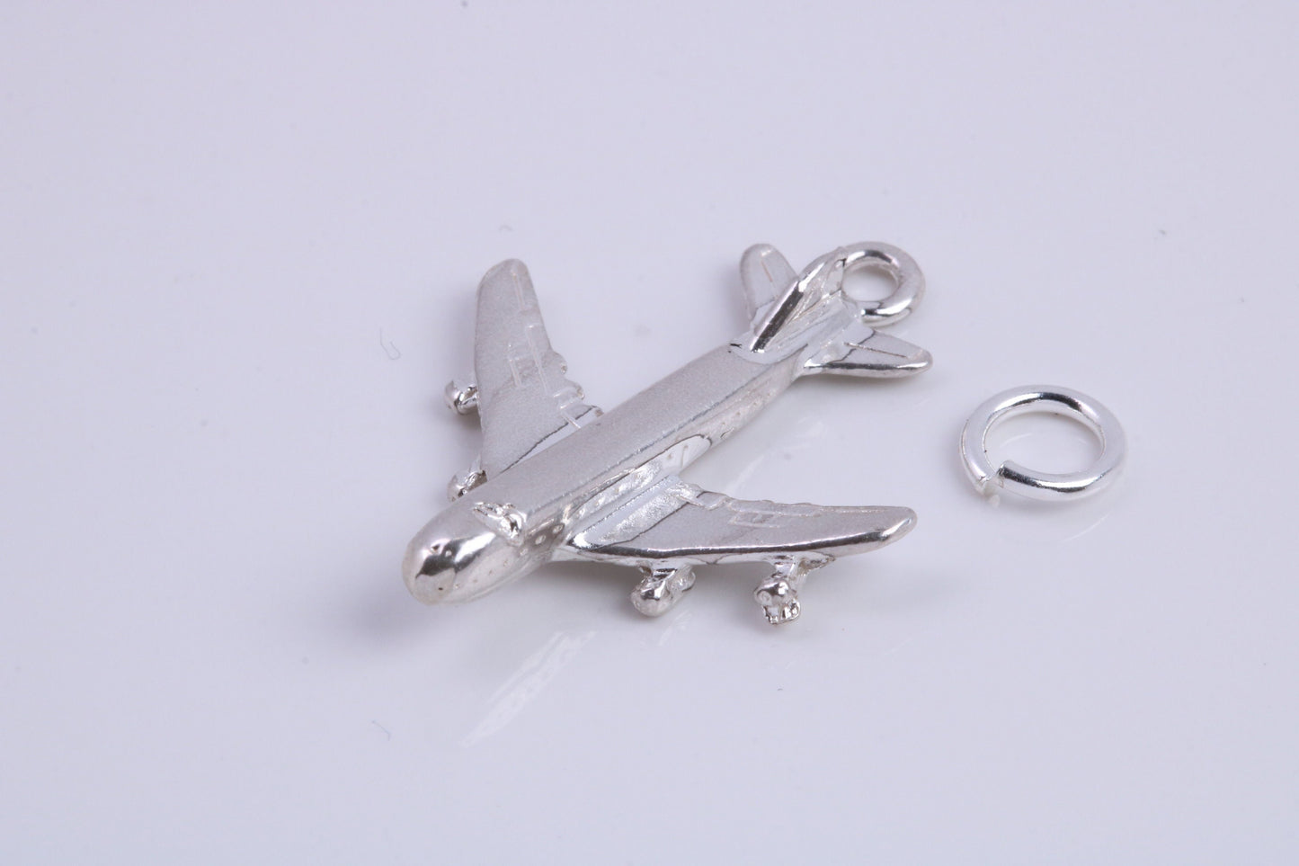 Jumbo Jet 747 Charm, Traditional Charm, Made from Solid 925 Grade Sterling Silver, Complete with Attachment Link