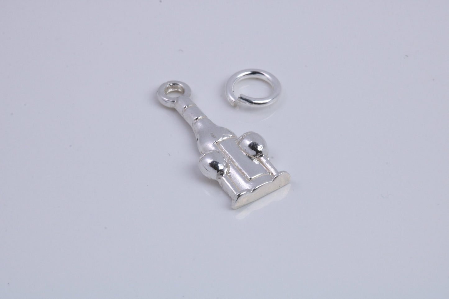 Wine Bottle and Glasses Charm, Traditional Charm, Made from Solid 925 Grade Sterling Silver, Complete with Attachment Link