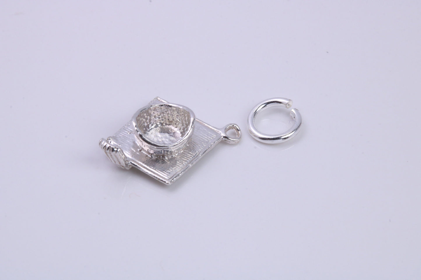 Mortar Hat Charm, Graduation Cap Charm, Traditional Charm, Made from Solid 925 Grade Sterling Silver, Complete with Attachment Link
