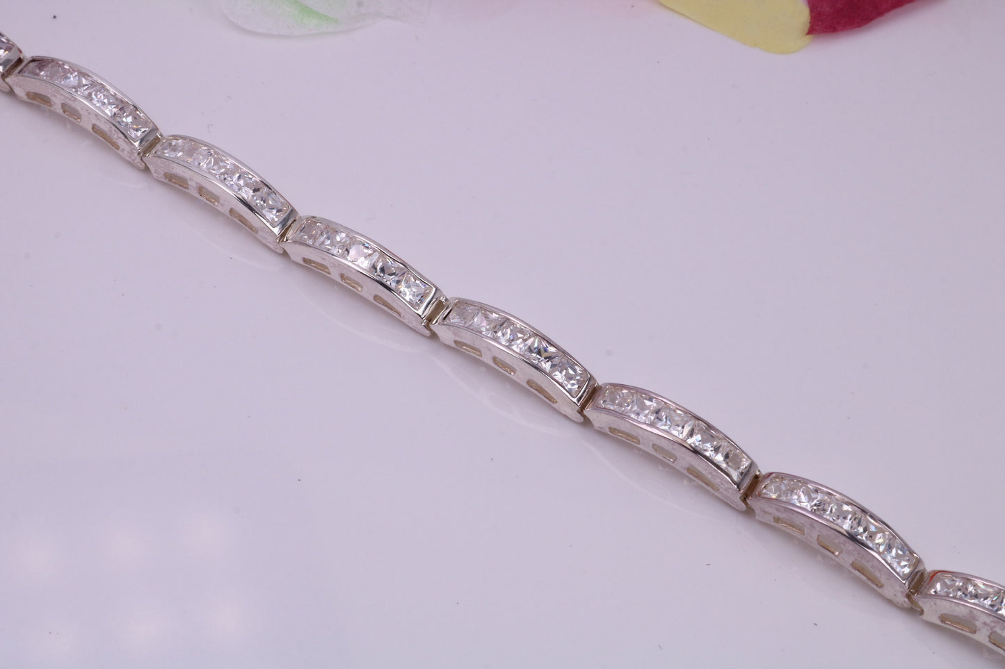 Cubic Zirconia set Tennis Bracelet, made from solid Sterling Silver, Platinum and Diamond Look for a Fraction of the cost