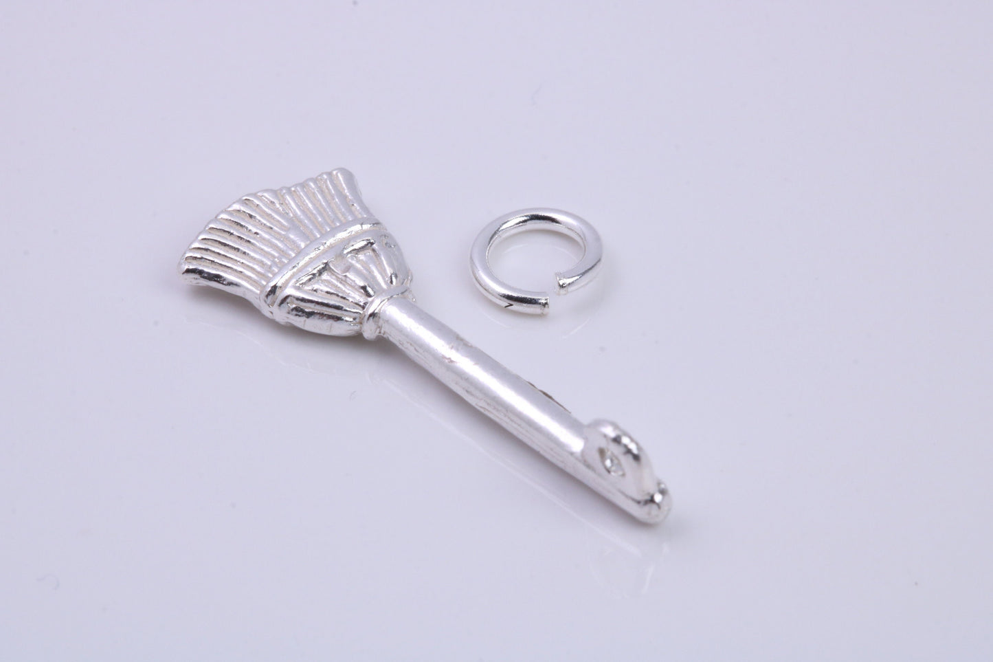 Witches Broom Stick Charm, Traditional Charm, Made from Solid 925 Grade Sterling Silver, Complete with Attachment Link