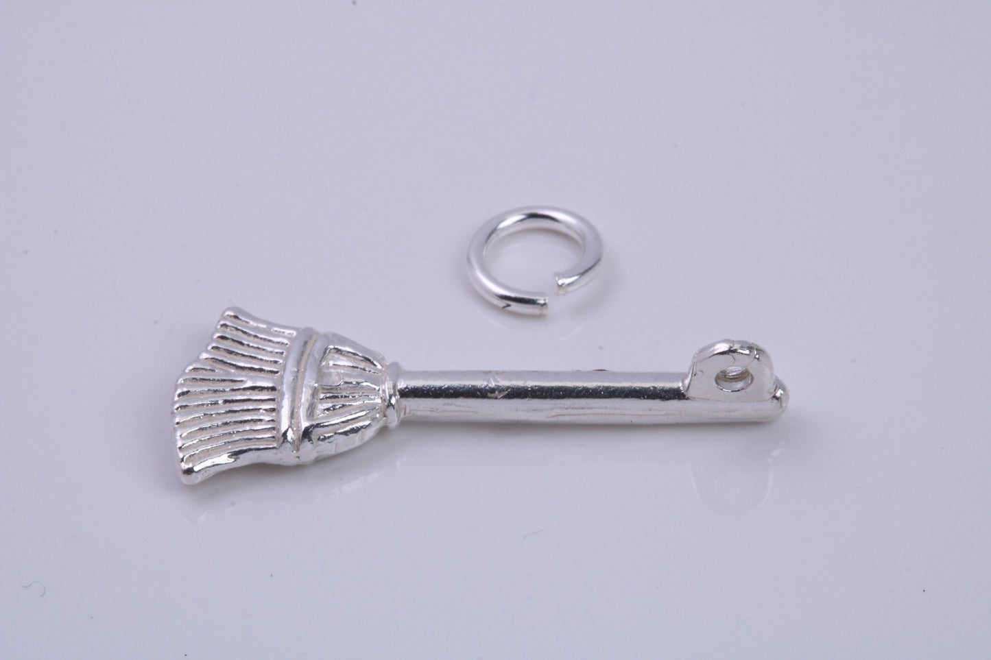 Witches Broom Stick Charm, Traditional Charm, Made from Solid 925 Grade Sterling Silver, Complete with Attachment Link