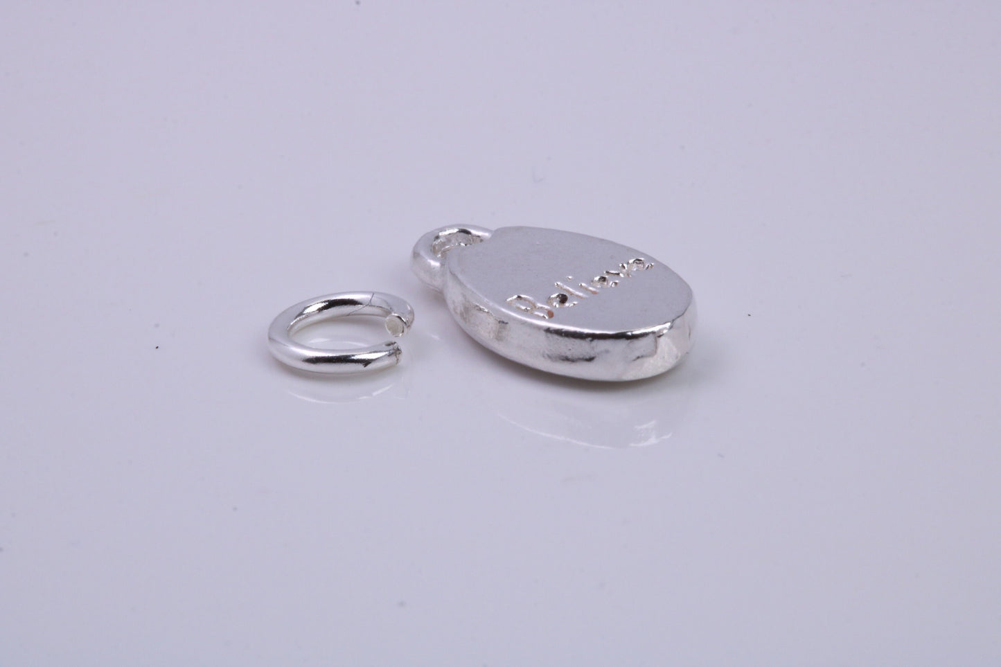 Believe Charm, Traditional Charm, Made from Solid 925 Grade Sterling Silver, Complete with Attachment Link