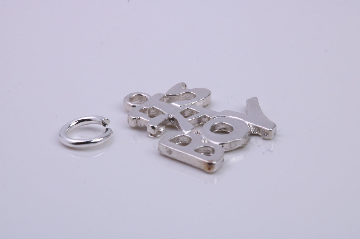 It's A Boy Charm, Traditional Charm, Made from Solid 925 Grade Sterling Silver, Complete with Attachment Link