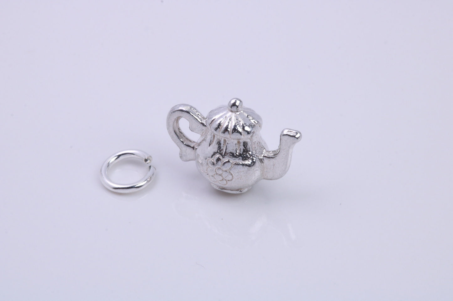 Tea Pot Charm, Traditional Charm, Made from Solid 925 Grade Sterling Silver, Complete with Attachment Link