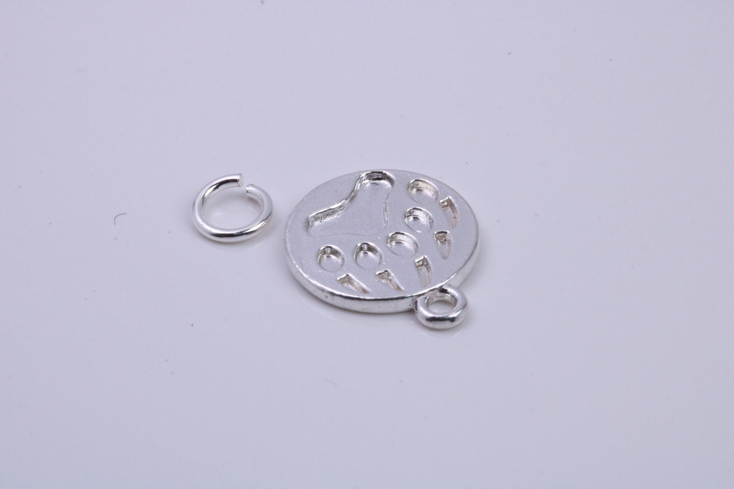 Paw Print Charm, Traditional Charm, Made from Solid 925 Grade Sterling Silver, Complete with Attachment Link