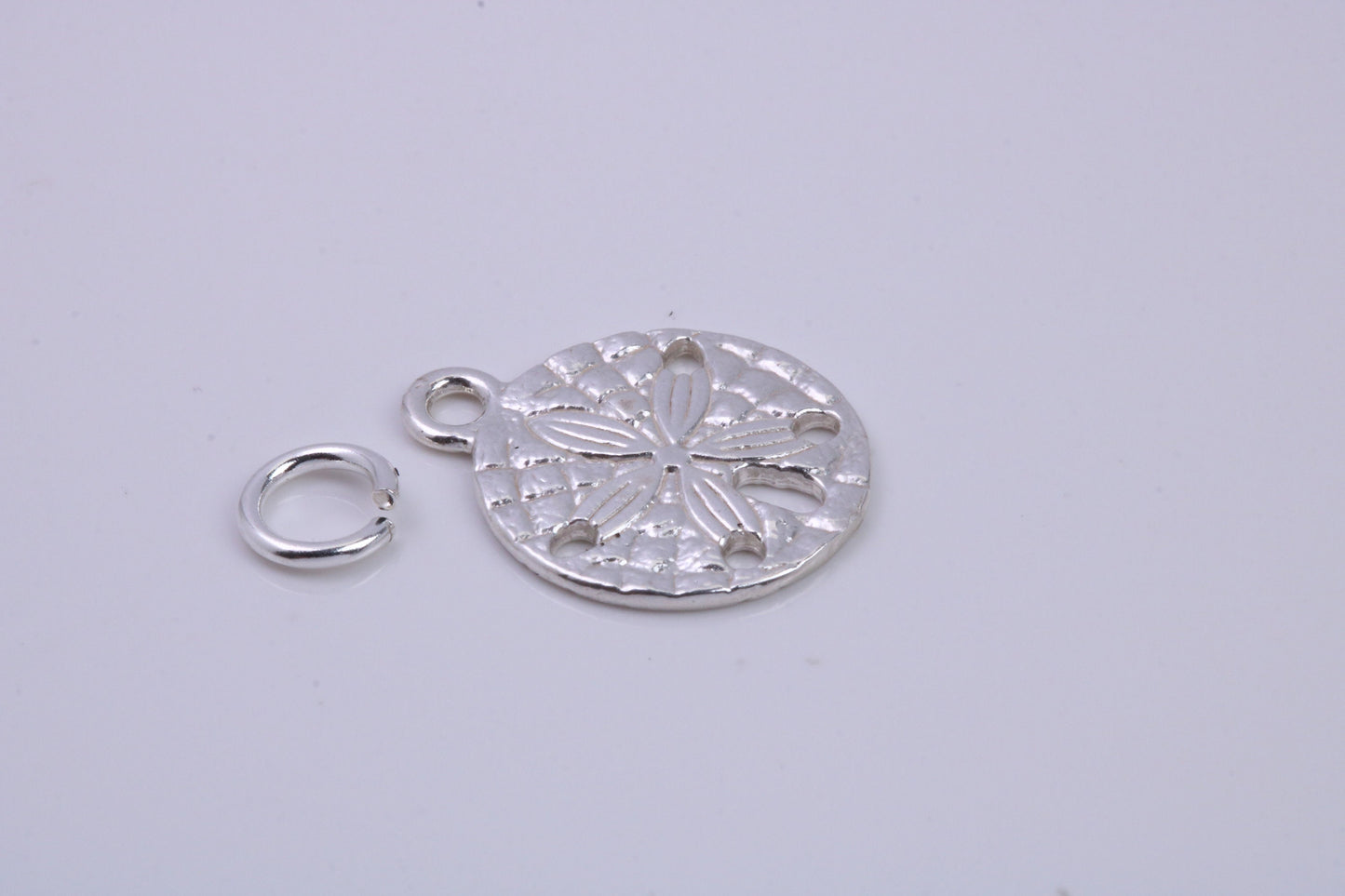 Flower Fossil Charm, Traditional Charm, Made from Solid 925 Grade Sterling Silver, Complete with Attachment Link