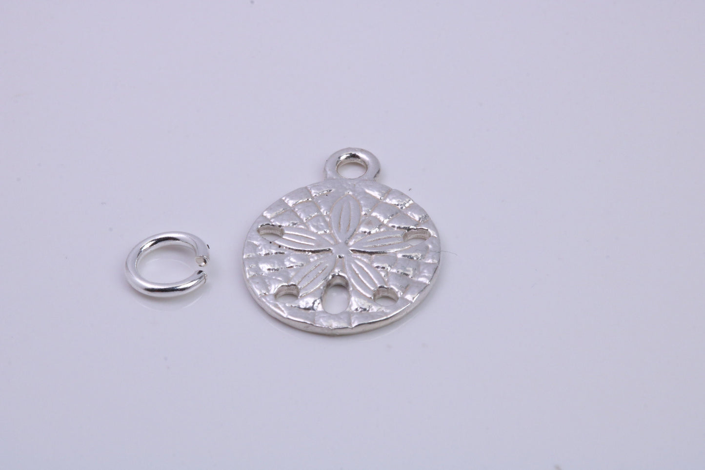 Flower Fossil Charm, Traditional Charm, Made from Solid 925 Grade Sterling Silver, Complete with Attachment Link