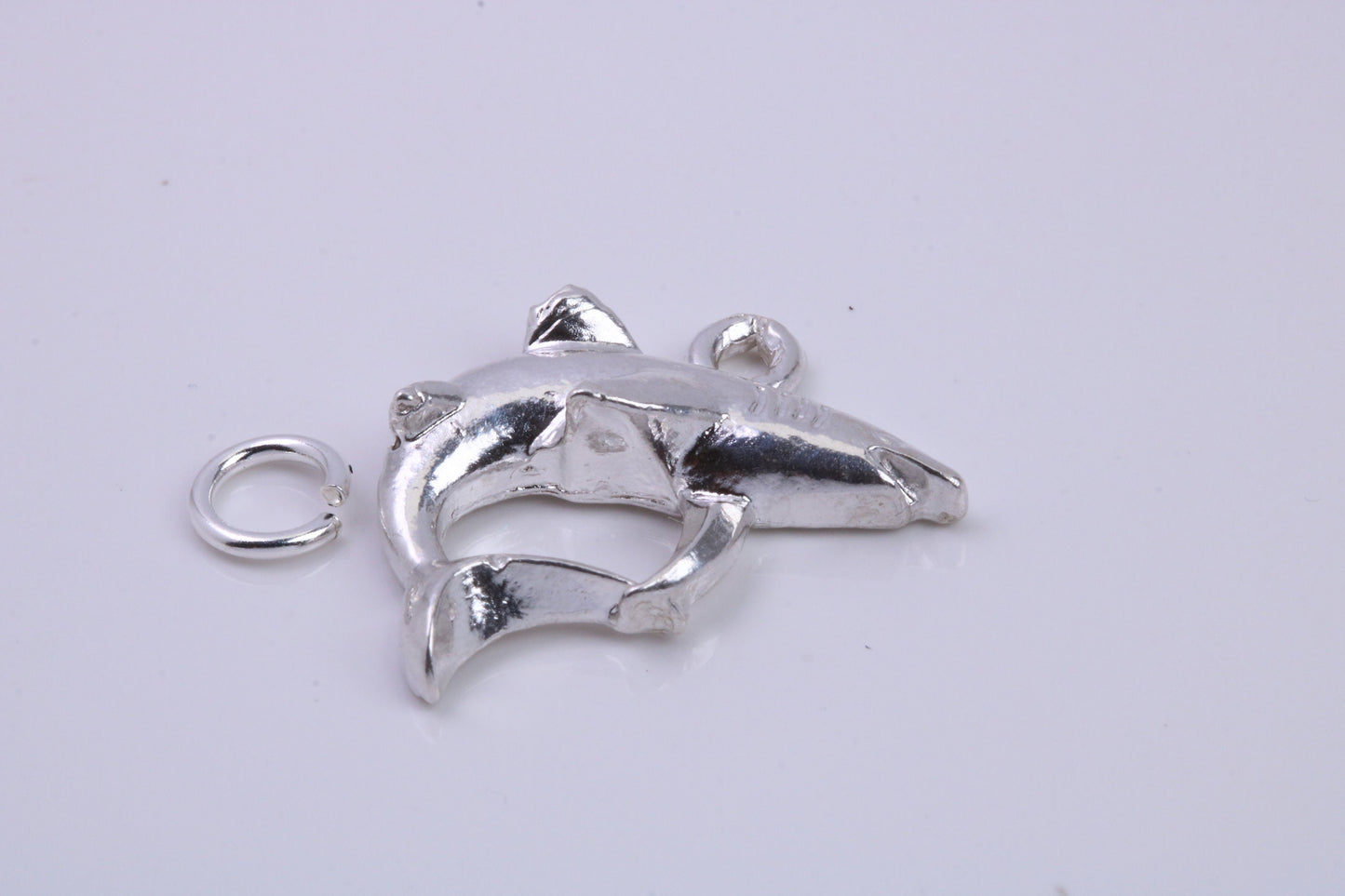 Great White Shark Charm, Traditional Charm, Made from Solid 925 Grade Sterling Silver, Complete with Attachment Link