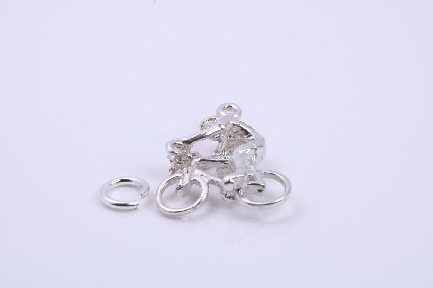 Cyclist Charm, Traditional Charm, Made from Solid 925 Grade Sterling Silver, Complete with Attachment Link