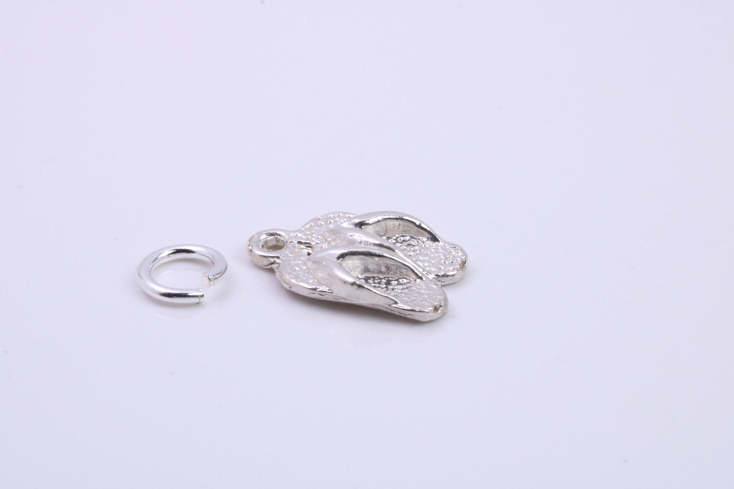 Flip Flops Charm, Traditional Charm, Made from Solid 925 Grade Sterling Silver, Complete with Attachment Link